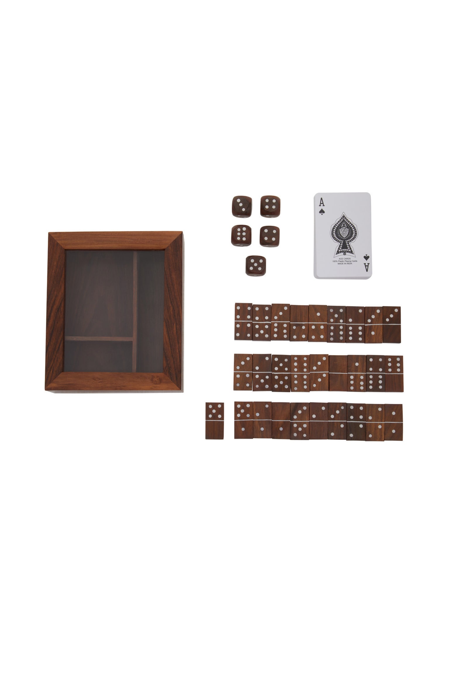 Churchill Domino Dice With Cards - Brown - 2