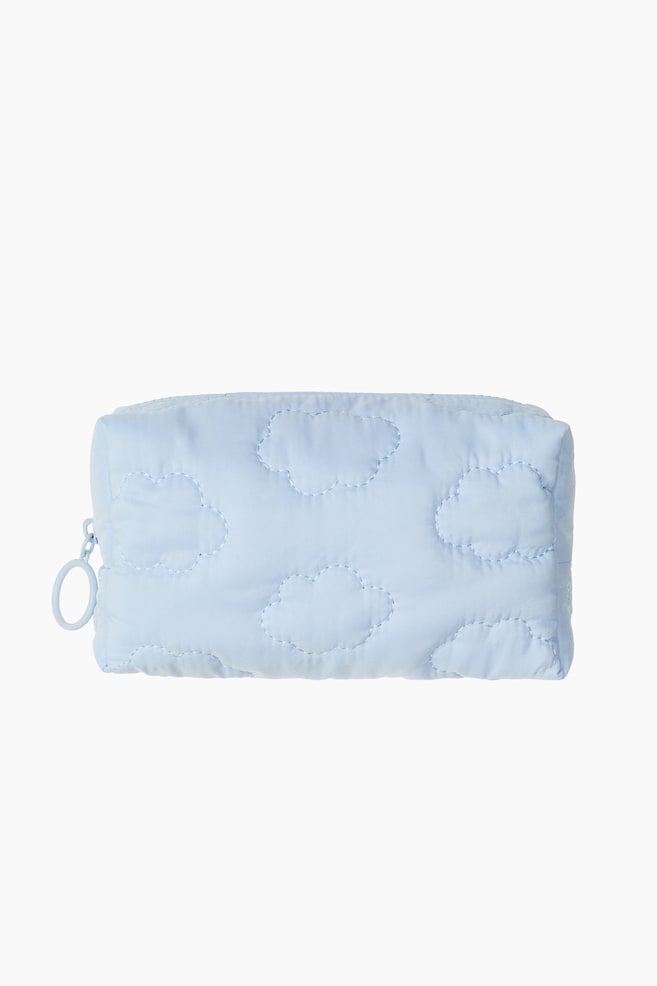 Quilted Makeup Bag - Light blue/Light yellow/Light pink/hearts - 1