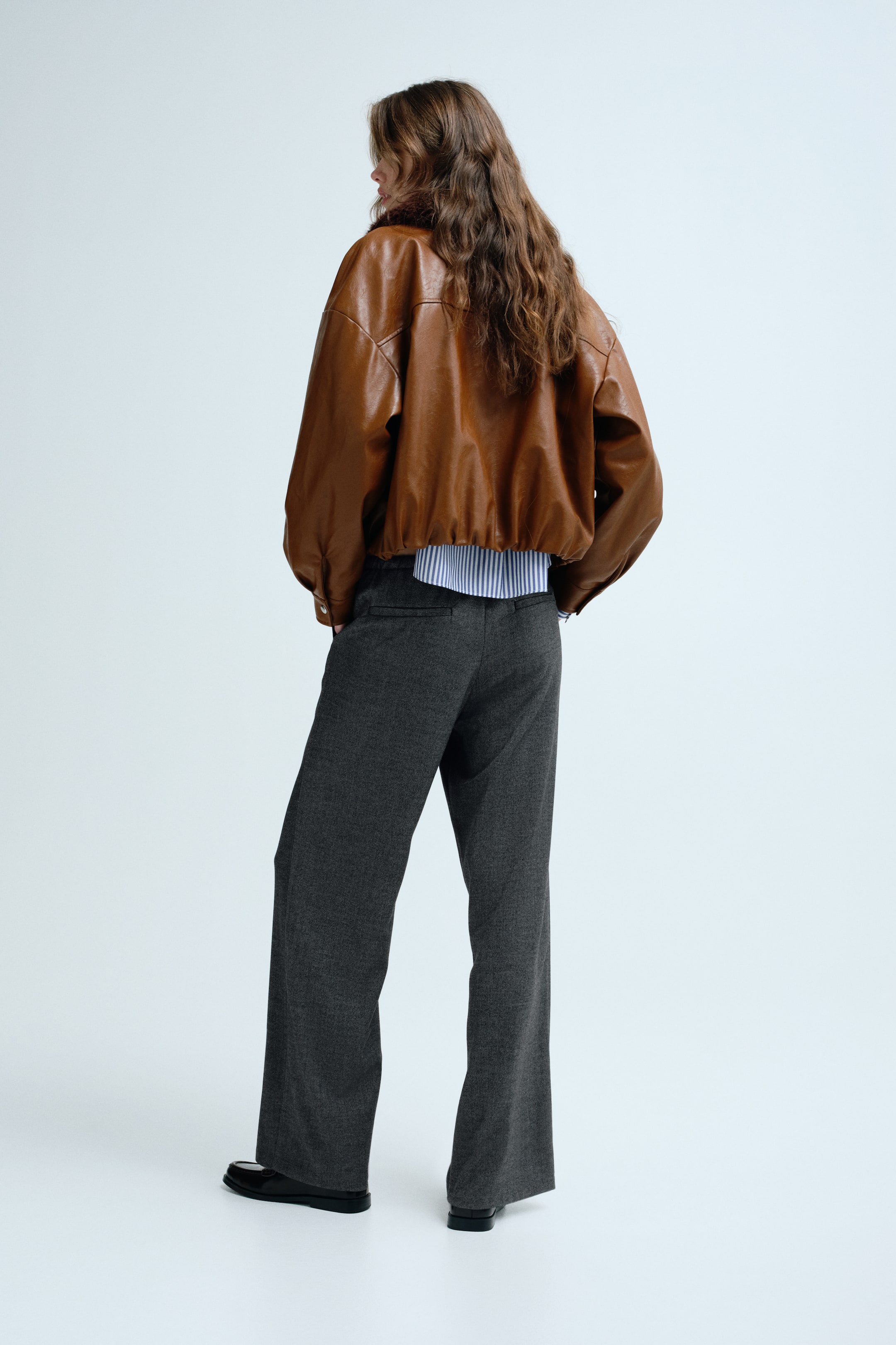 拡大画像を表示: ドローストリングパンツ - ダークグレー／ヘリンボーンパターン - レディース | H&M JP 4