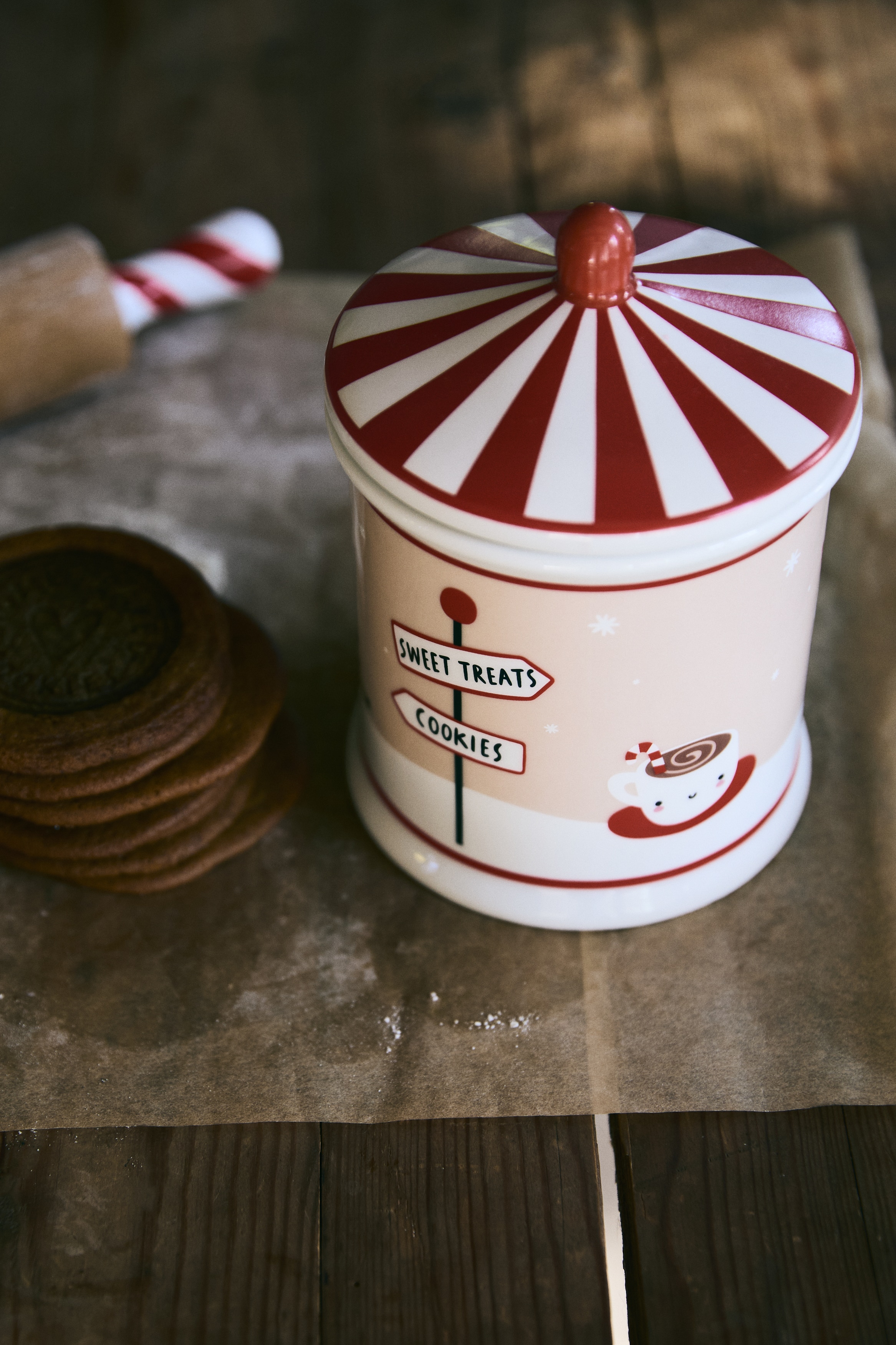 Pot à biscuits en porcelaine - Rouge/Sweet Treats