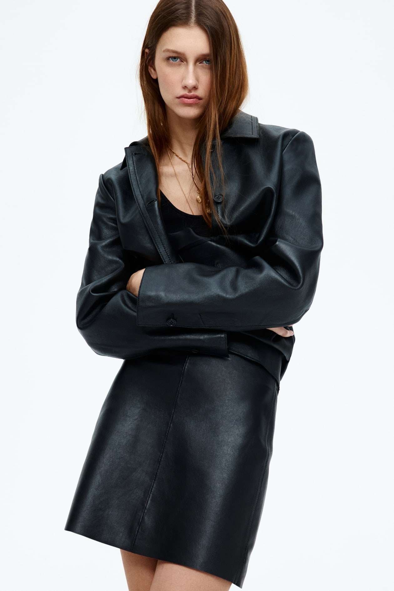 Leather Mini Skirt Black Ladies H&M US