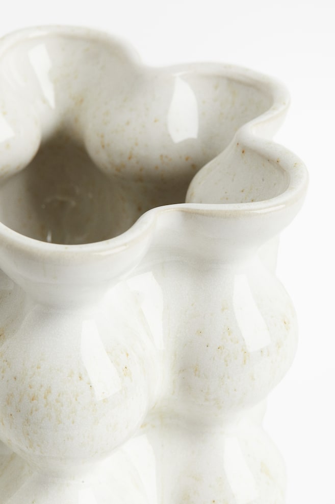 Vase mit reaktiver Glasur - Weiß/Gelb - 3