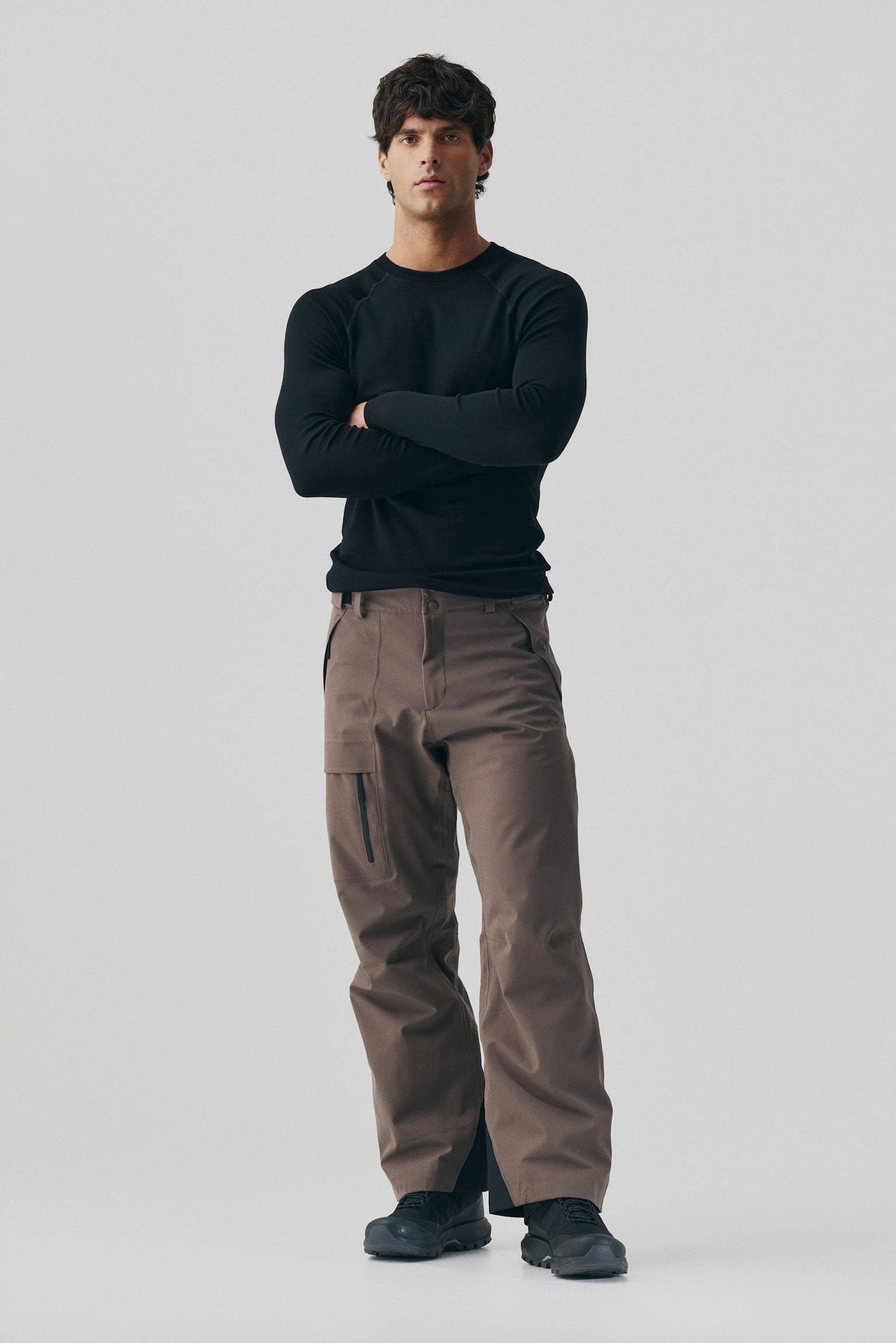 Wool ski base layer top - Black - 3