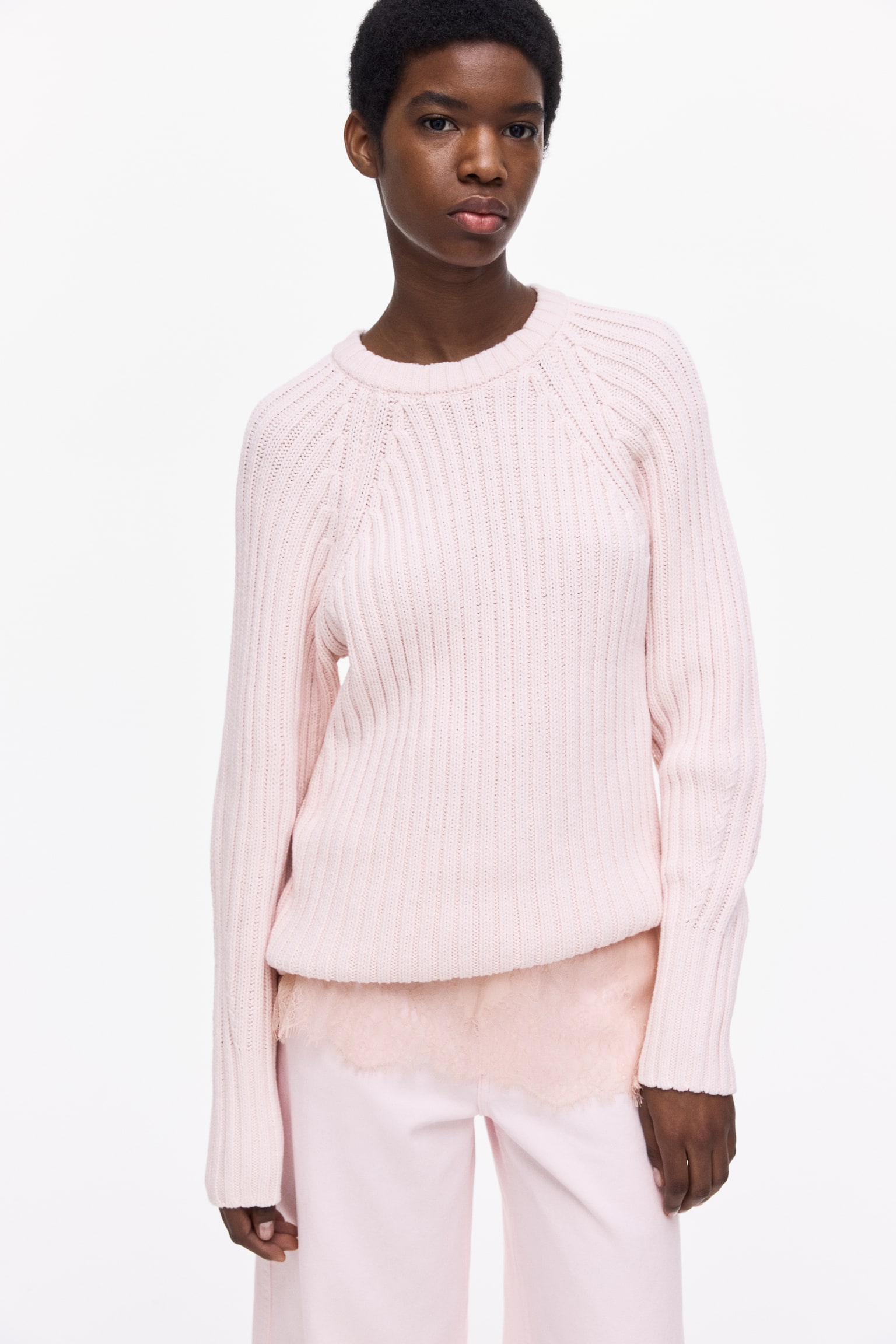 Rib-knit jumper - Light pink/Light beige/Light blue/Bright red - 1