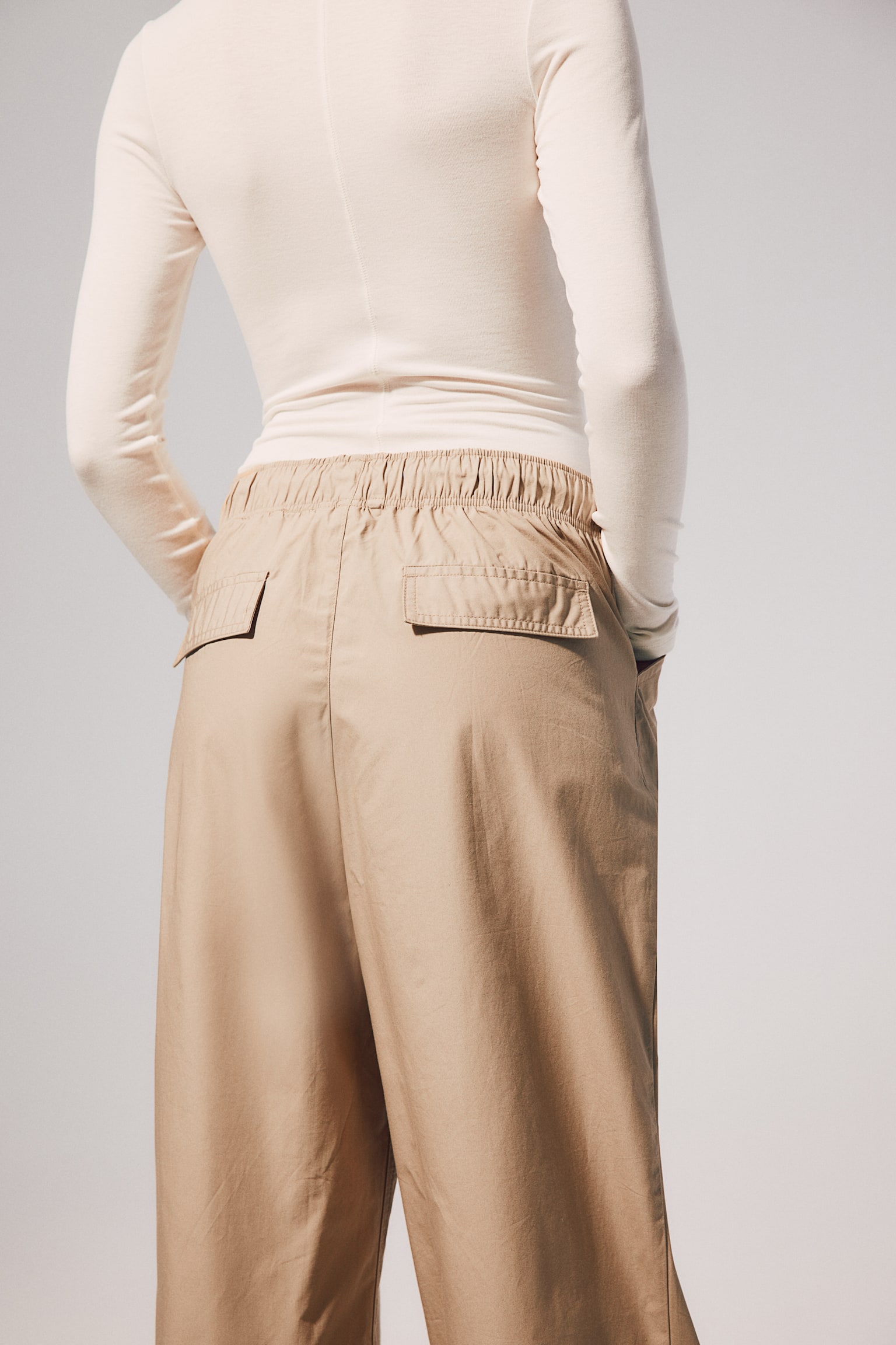 Drawstring chinos - Beige/Black - 4