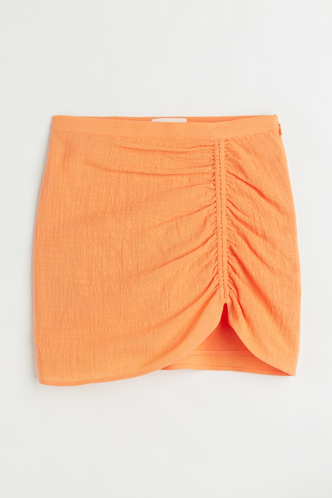 Crepet nederdel med rynkning - Orange/Lys beige/Zebramønstret/Lysebrun - 1