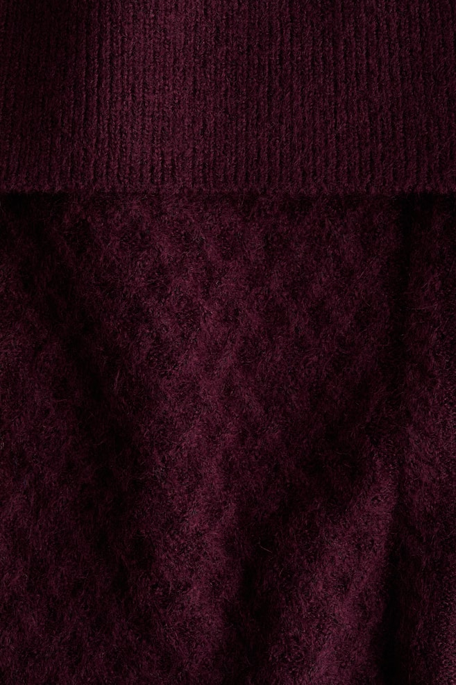 Schulterfreier Pullover-Pflaumenrot - 4