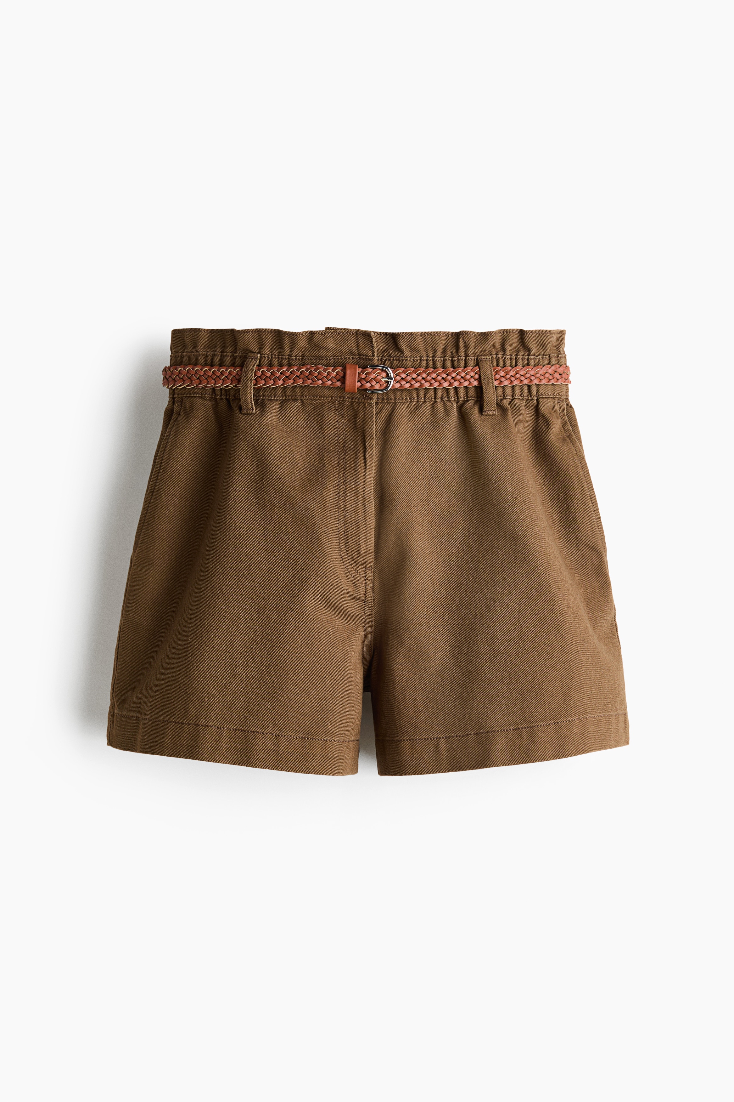 Belted twill shorts