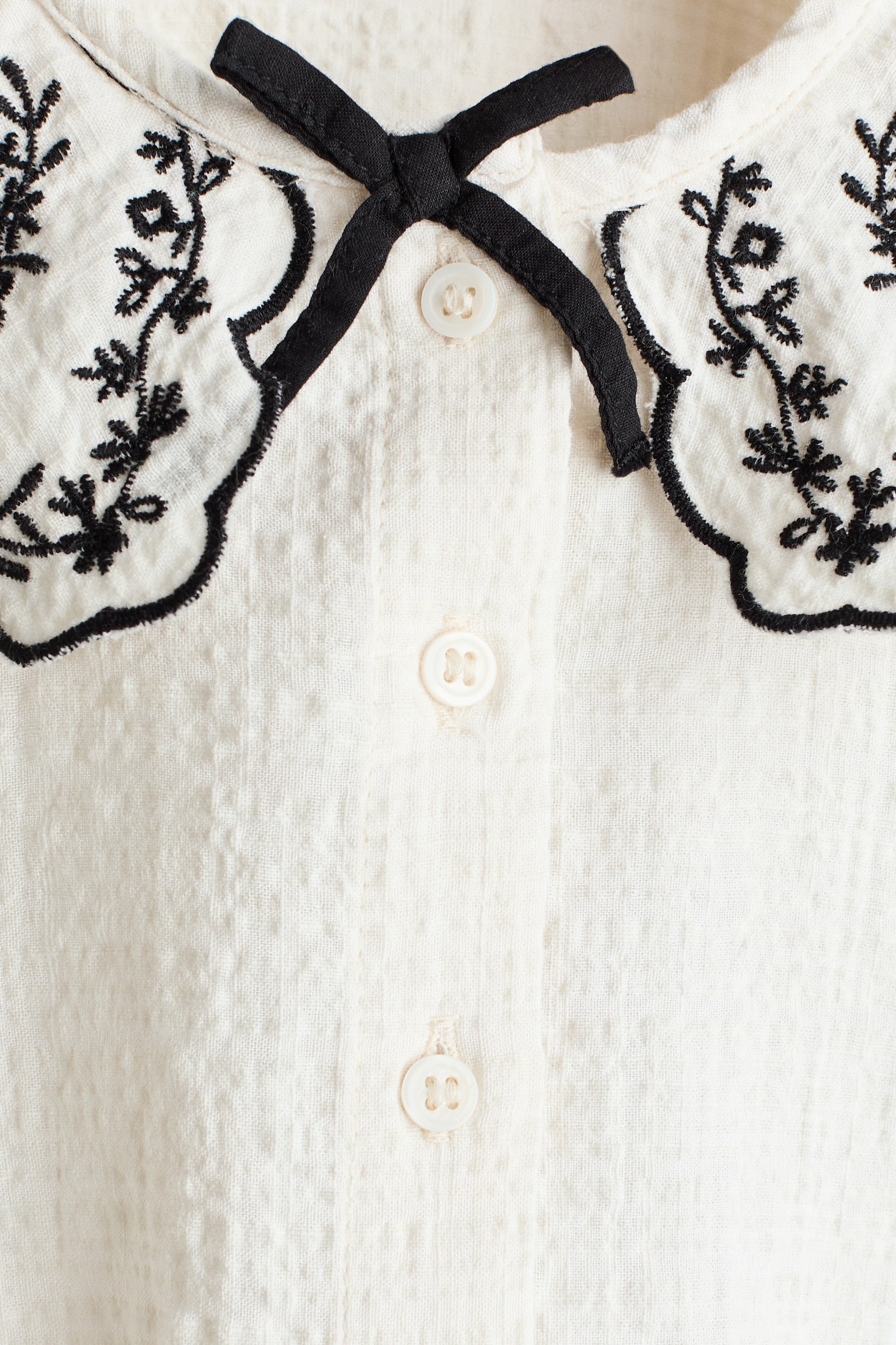 Детская блузка H&M Embroidered-Detail Cotton Blouse, цвет: Белый — фото 4