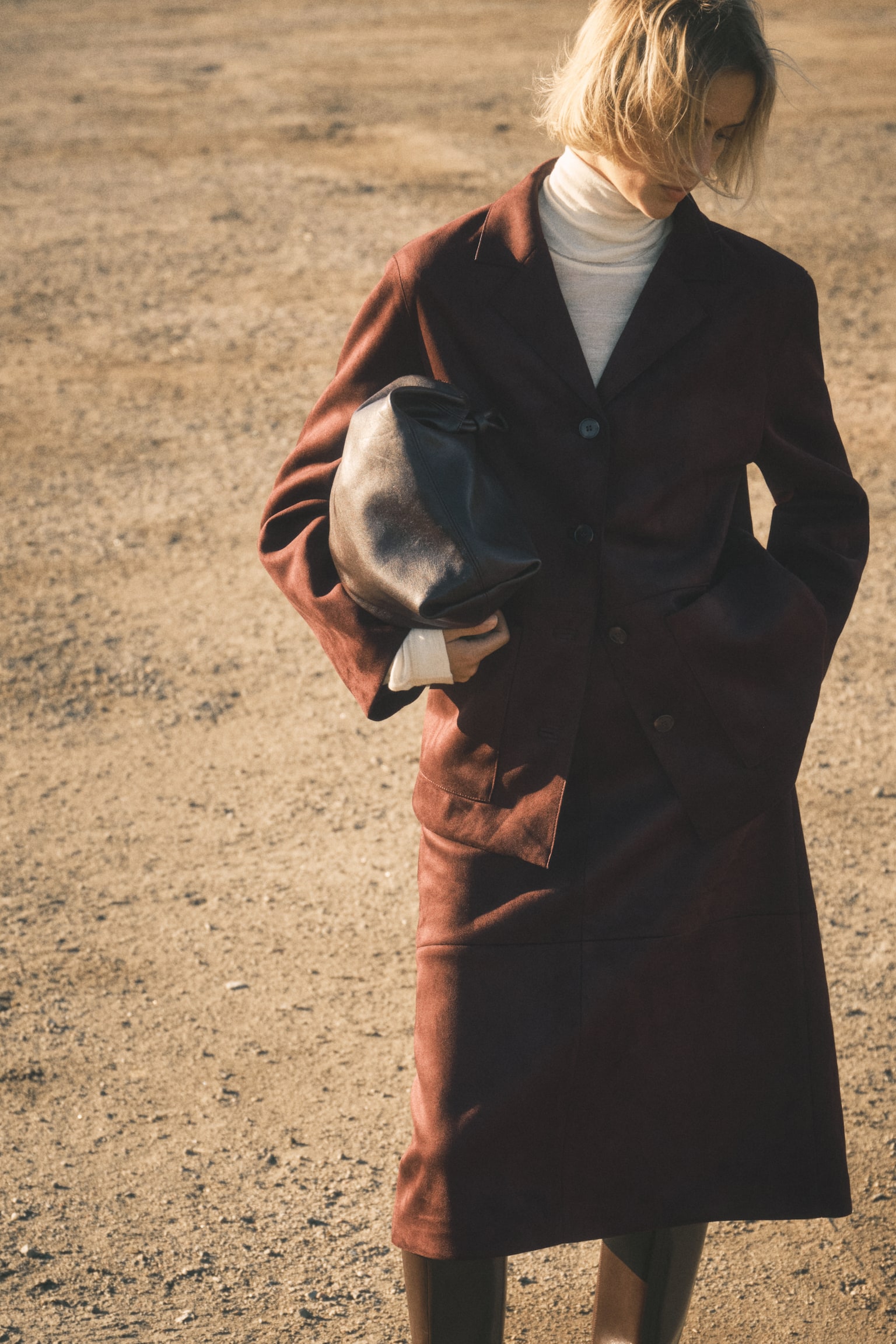 Midi skirt - Burgundy/Black/Light beige - 4