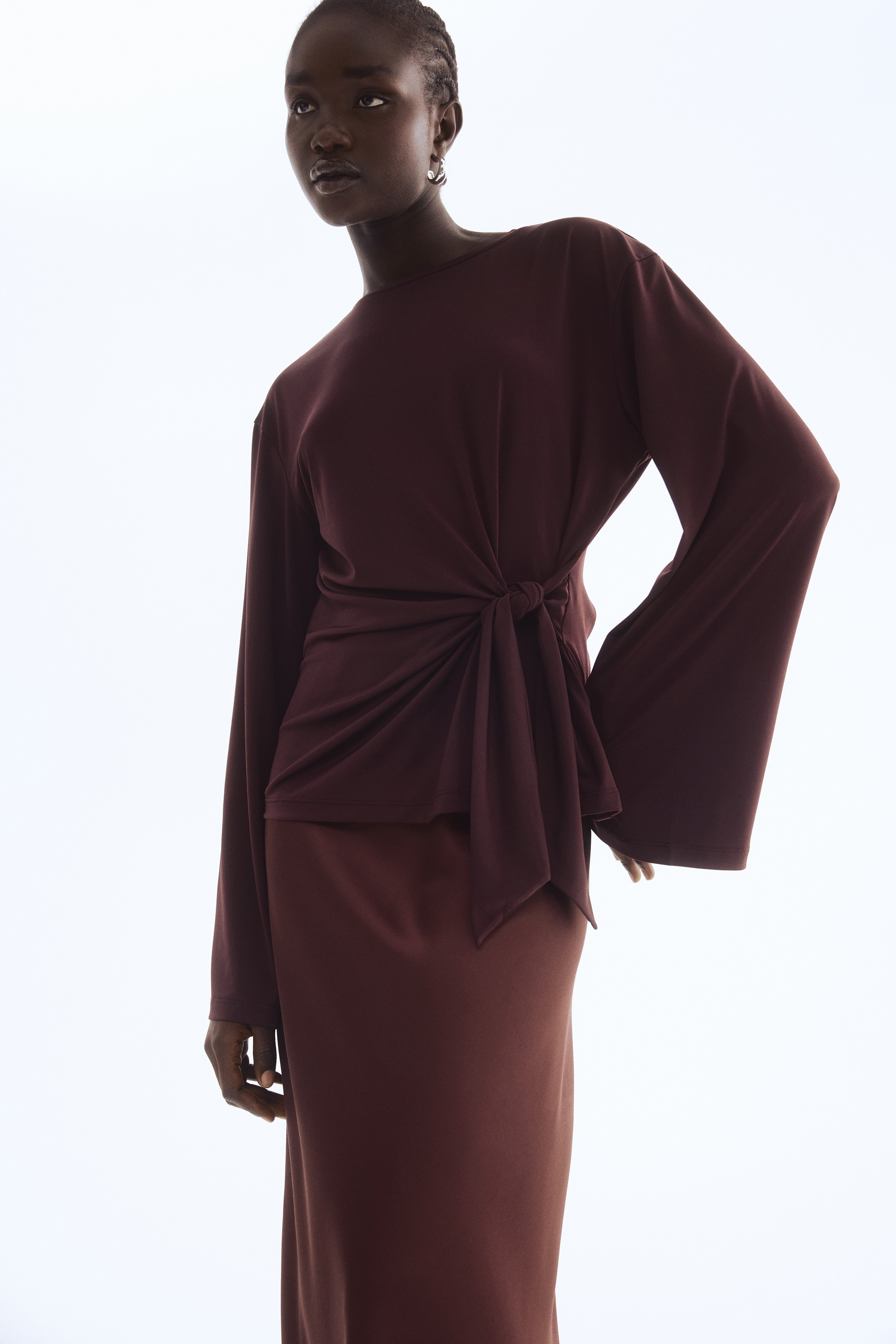 結 Women's Burgundy Tie-Detail Top | H&M CA