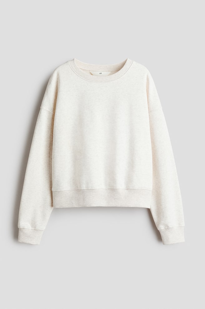 Brushed-Inside Sweatshirt - Light beige melange/Dusty pink/Light gray melange - 1