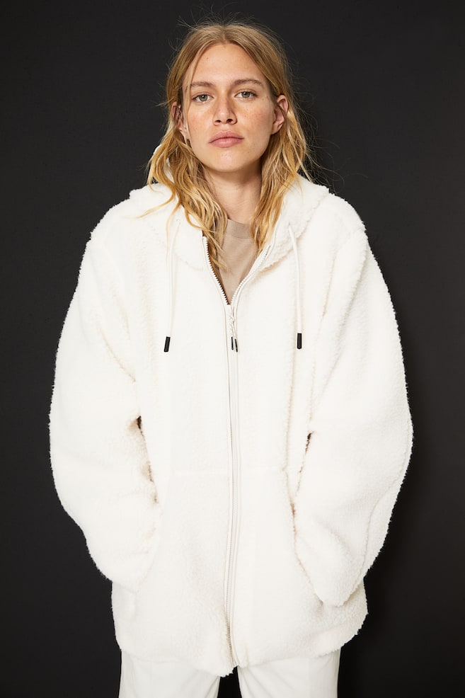 Hooded teddy jacket - White - 1