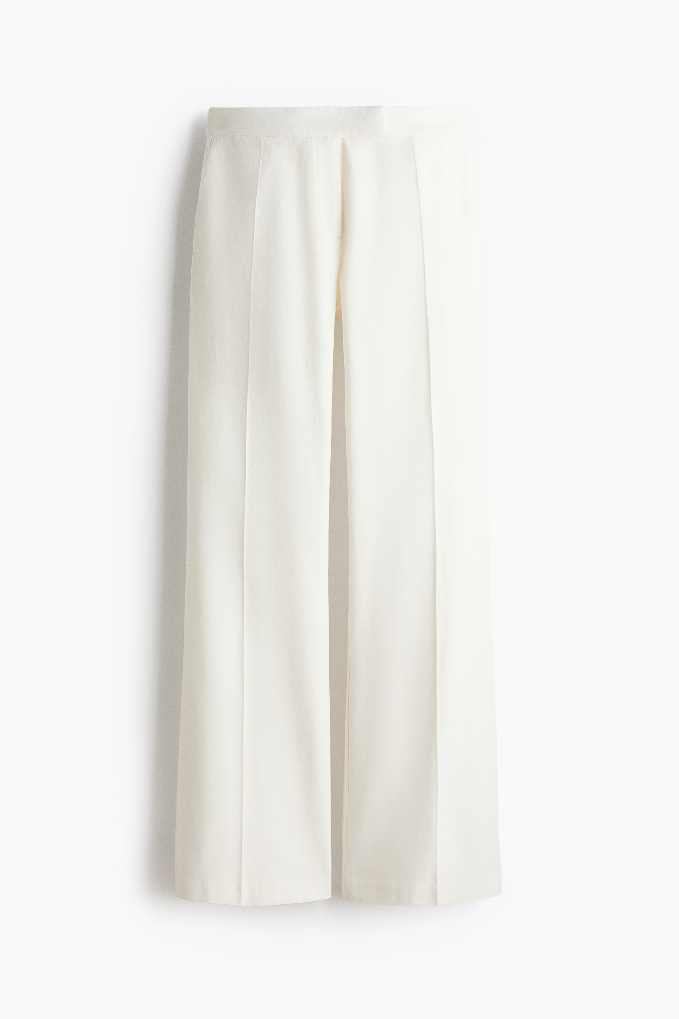 Linen-blend tailored trousers - White/Dark brown/Dark red