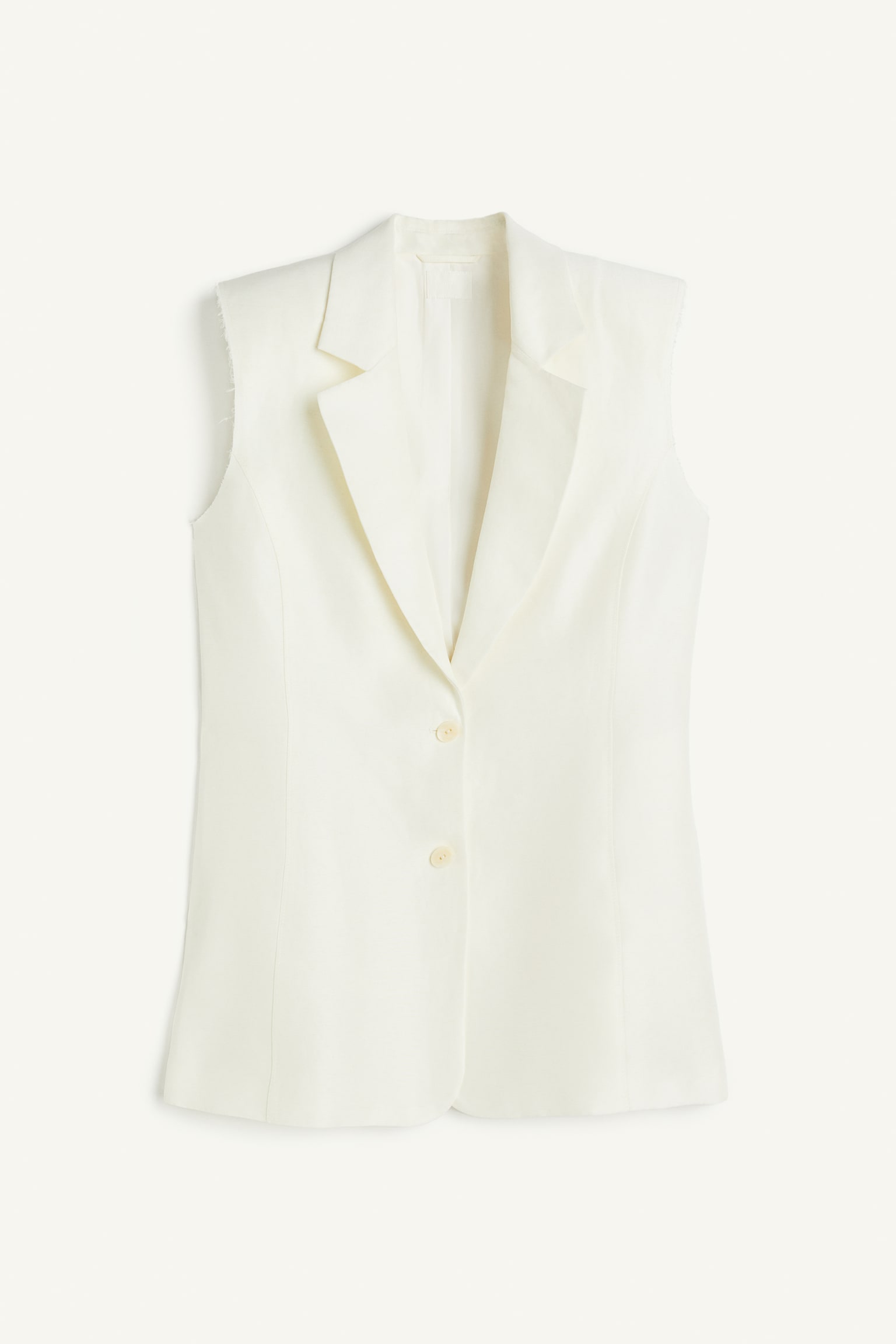 Linen-blend sleeveless blazer - White - 1