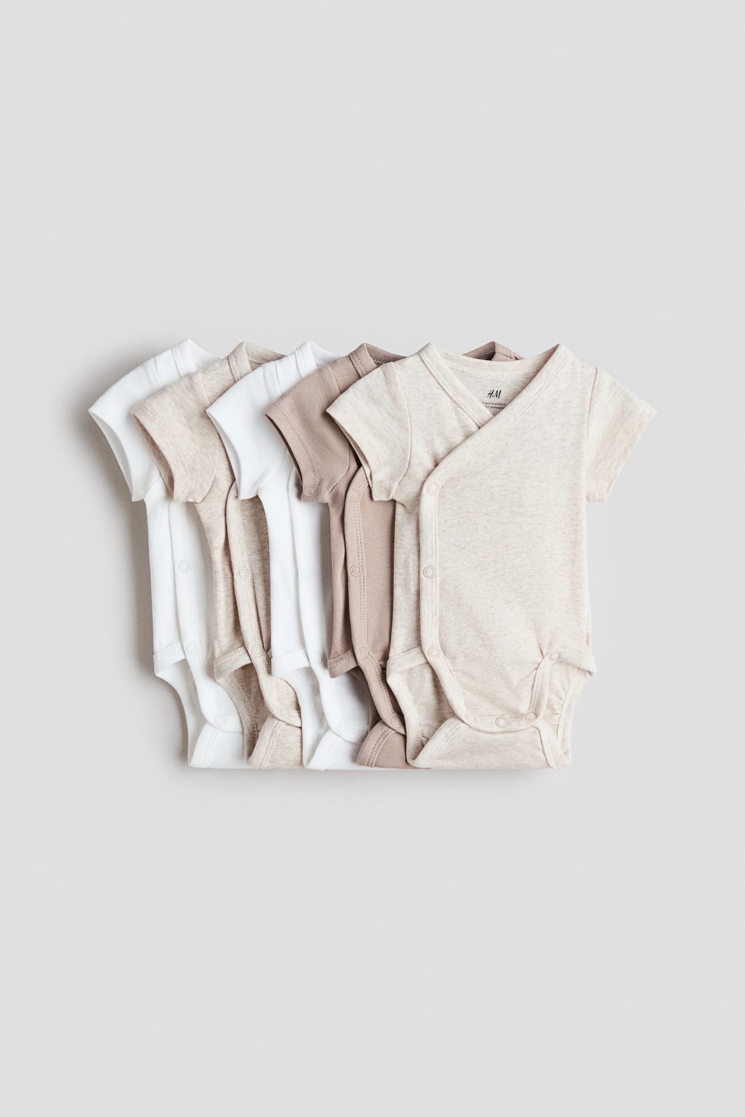 5-pack cotton bodysuits - Beige/White/White/Light green/Oranges/Beige/Floral/Light powder pink/Powder pink