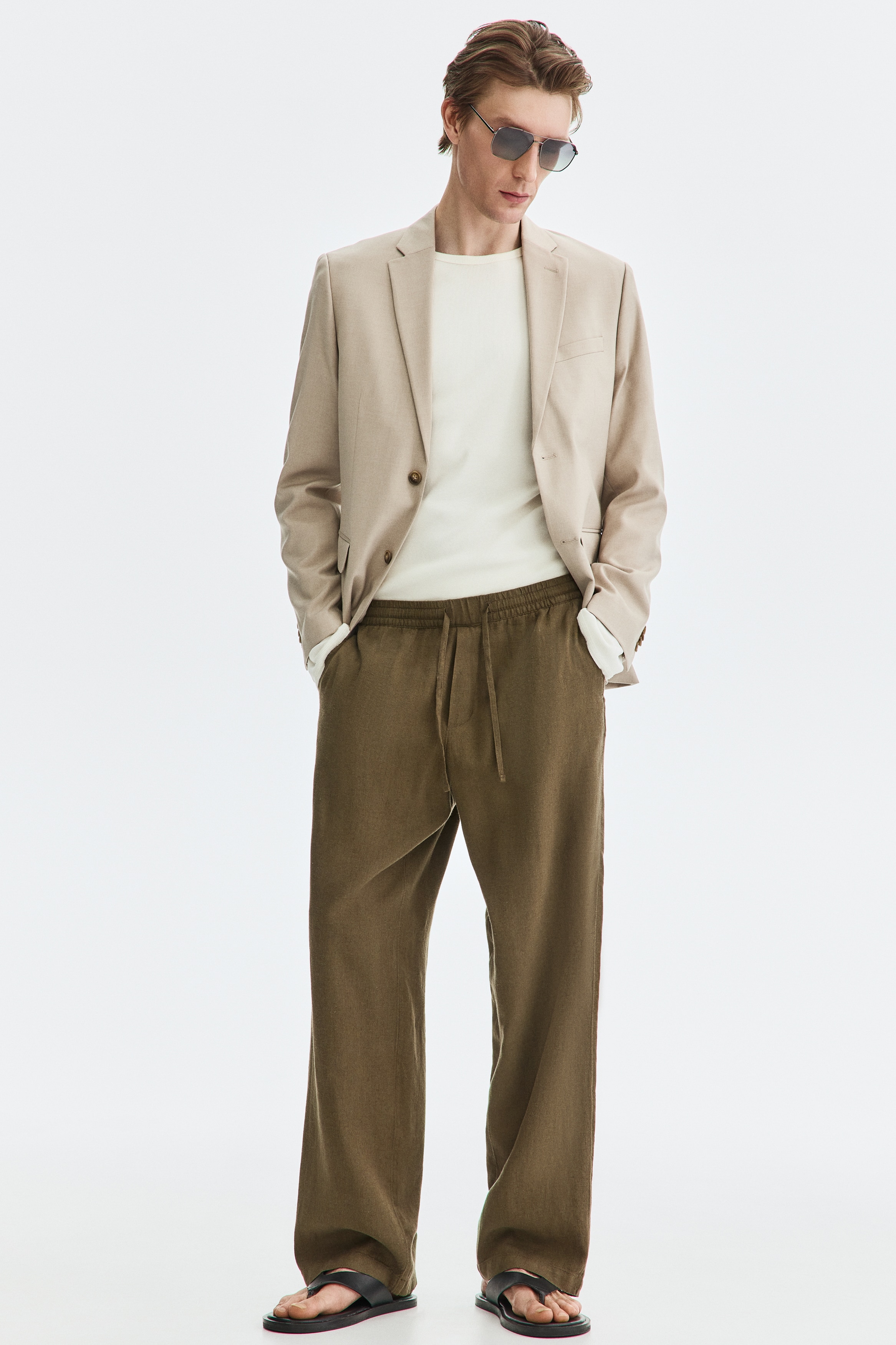 Relaxed Fit Linen-blend trousers