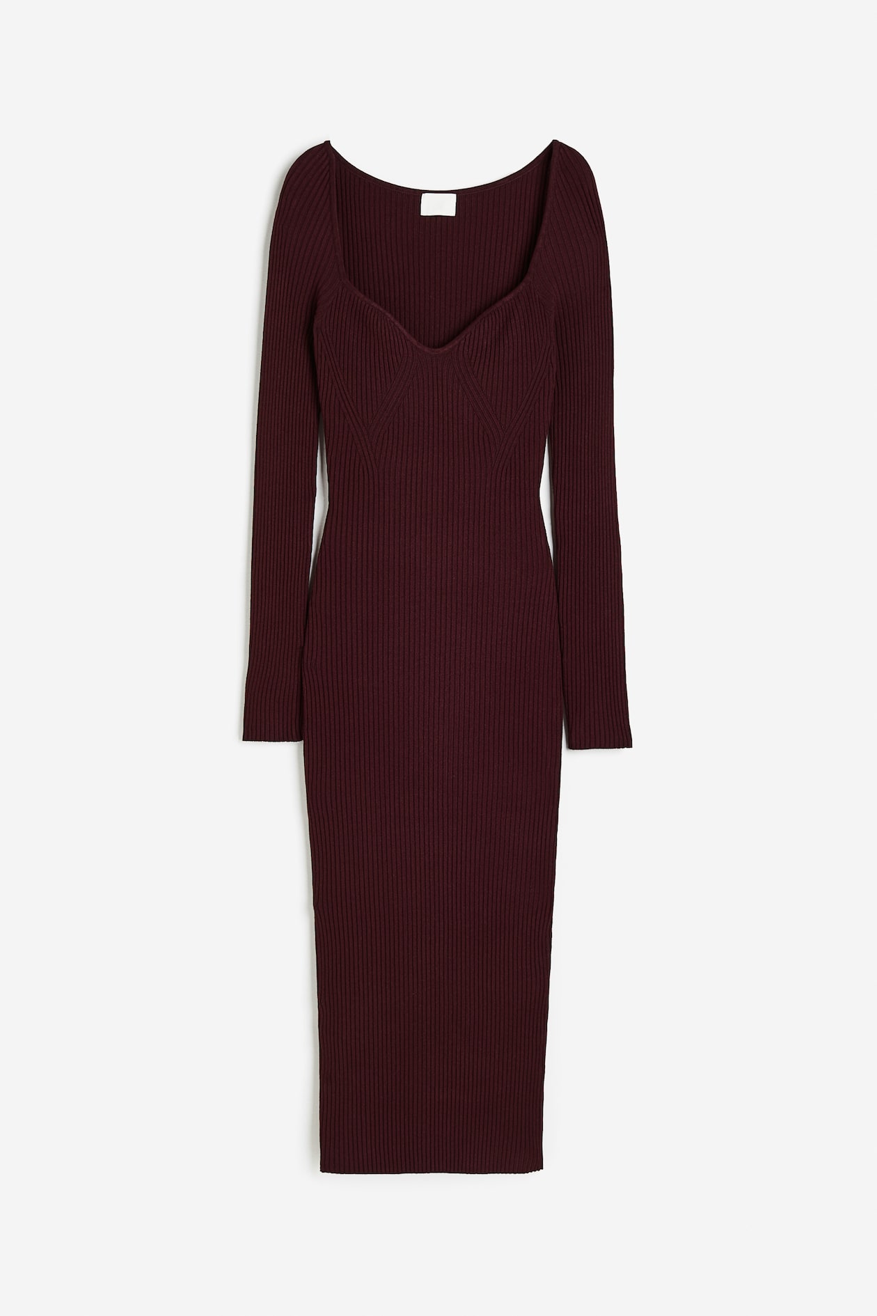 V Neck Long Sleeve Midi Knit Dress AMBIANCE AMBIANCE Jumper Dress Bordeaux  Zalando