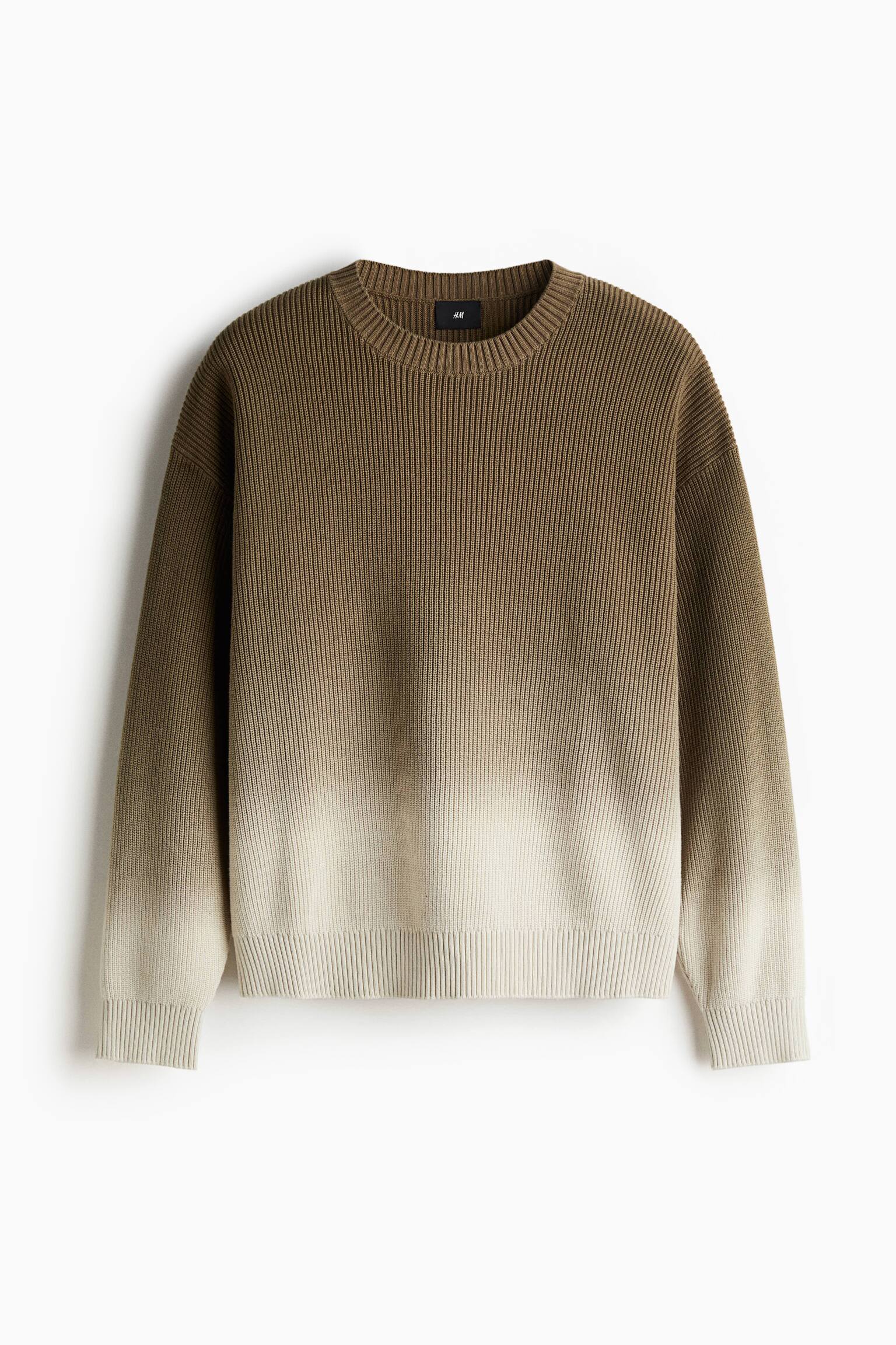 루즈핏 리브니트 스웨터 - 다크 카키 그린/화이트/블랙/브라운 - 2