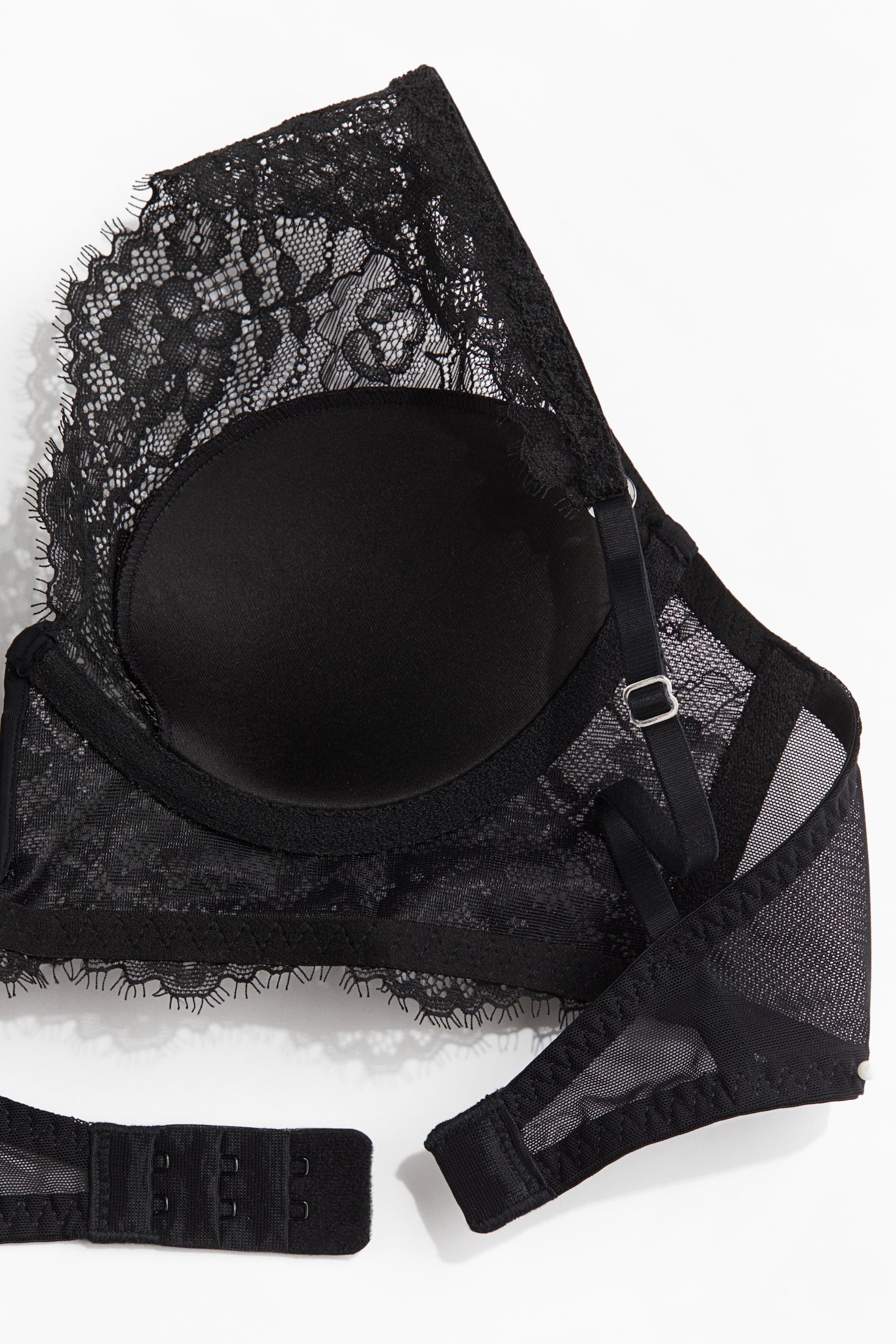 Padded underwired lace bra - Black - 4