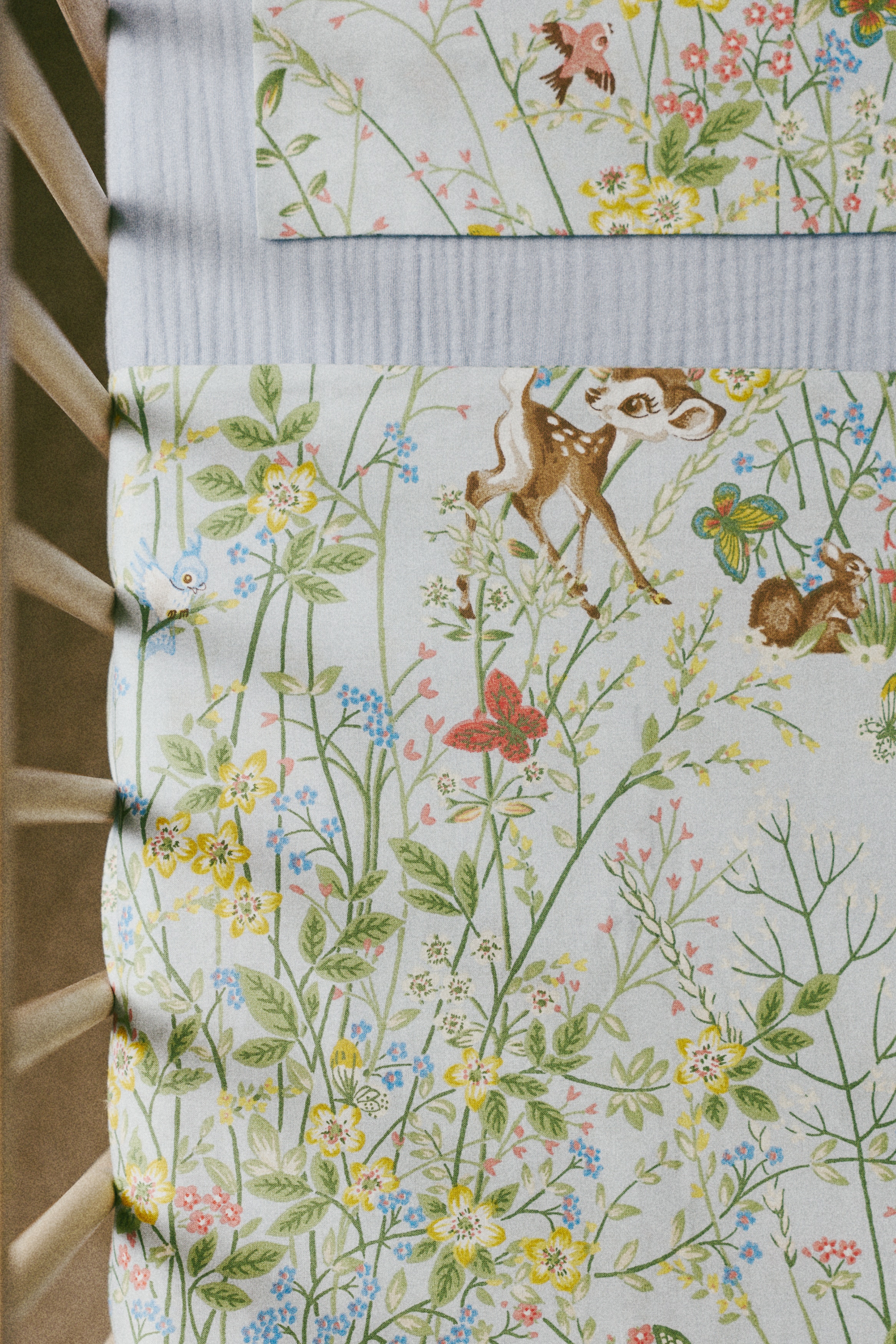 Påslakanset för spjälsäng - Ljusblå/Bambi/Vit/Bambi/Rosa/Bambi