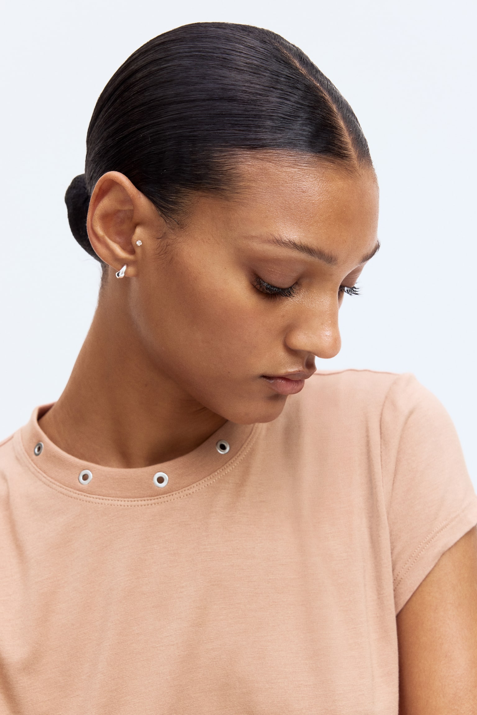 Metal-detail T-shirt - Beige - 1