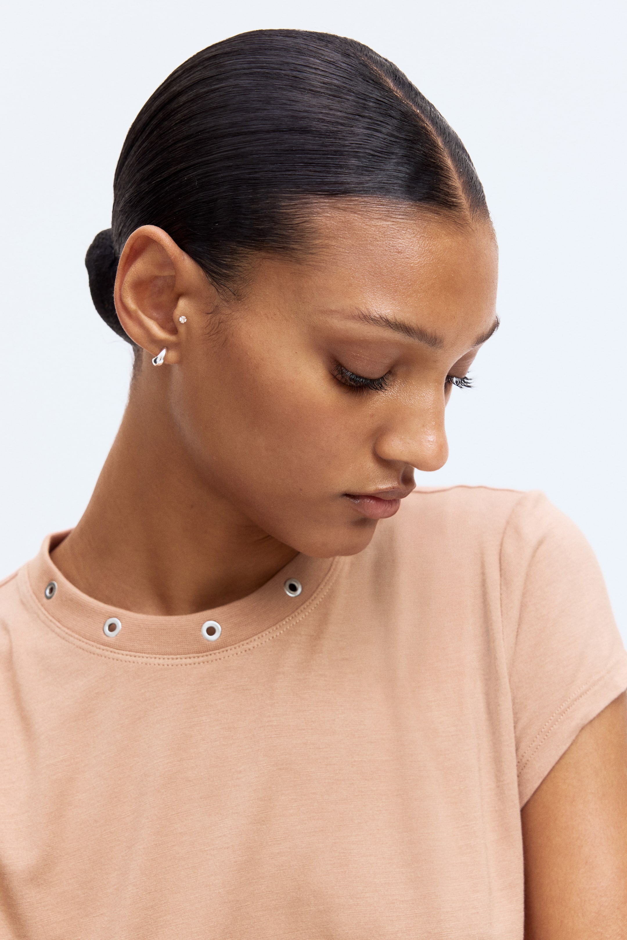 View larger image: Metal-Detail T-Shirt - Beige - Ladies | H&M US 1