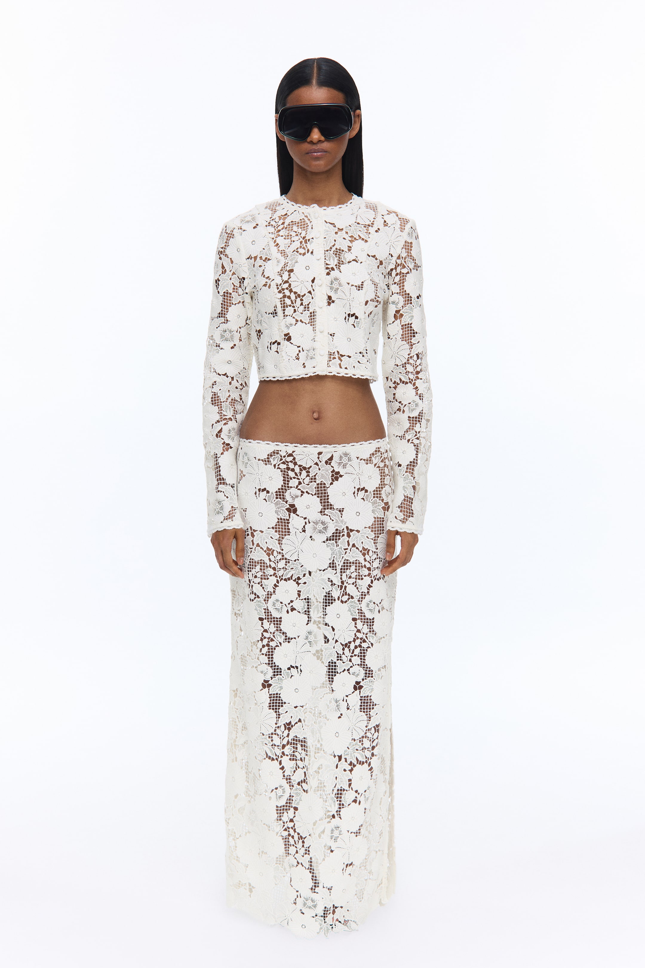 View larger image: Button-front lace top - Cream - Ladies | H&M IE 1