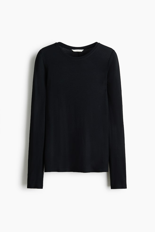 Wool-Blend Top - Black - 1