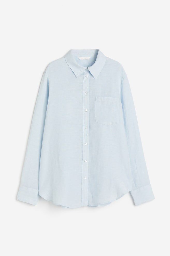 Camicia in lino - Blu pallido/Nero/Bianco/Blu/bianco righe/dc - 2