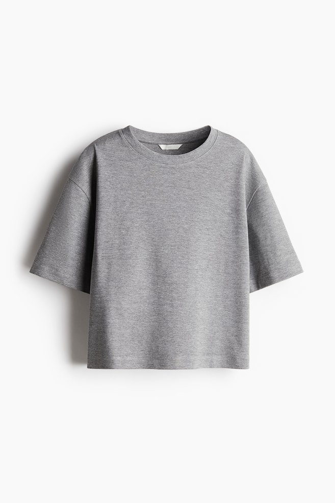 Boxy interlock T-shirt - Grey marl - 1