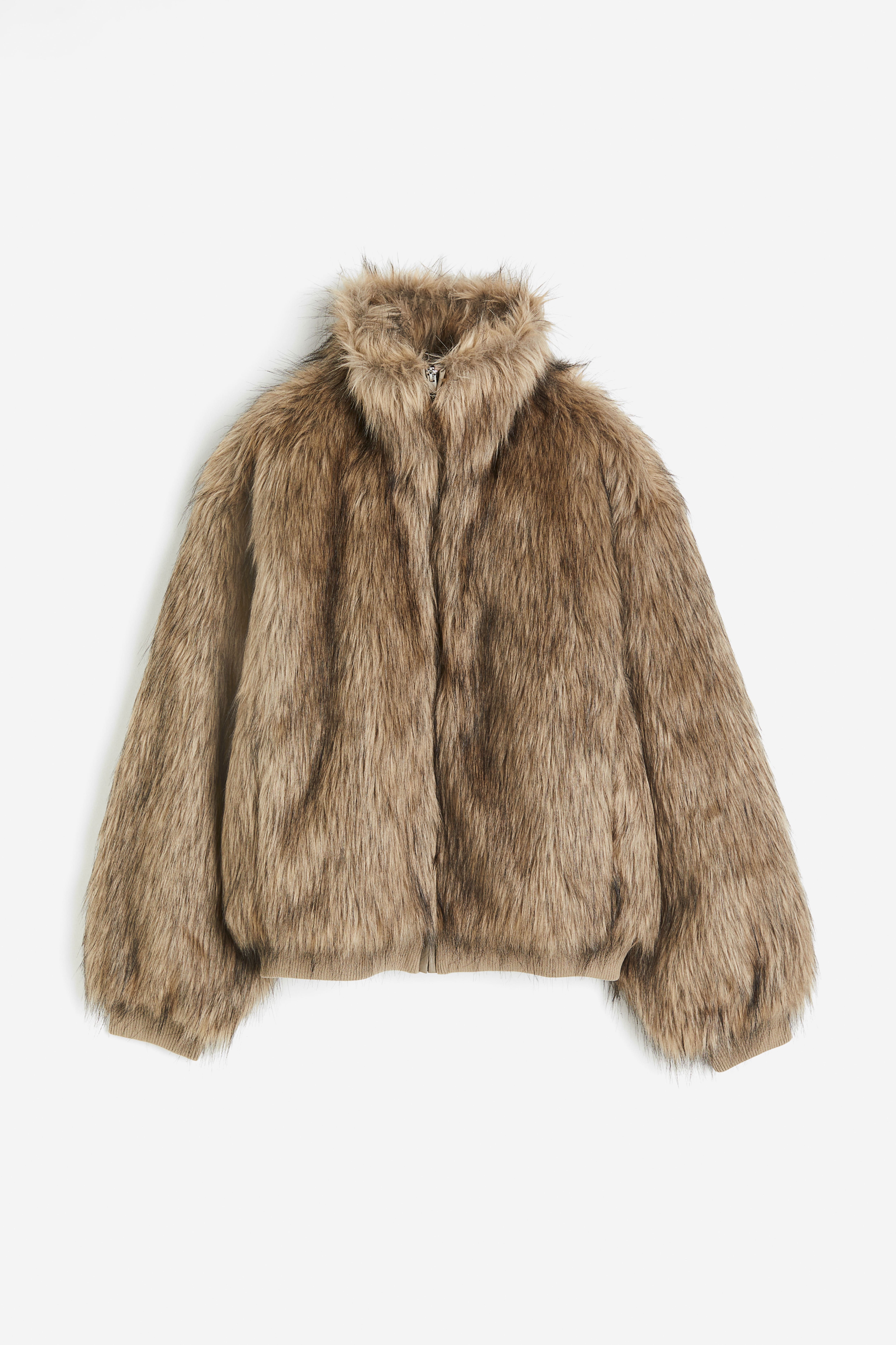 H&m faux fur coat beige hotsell