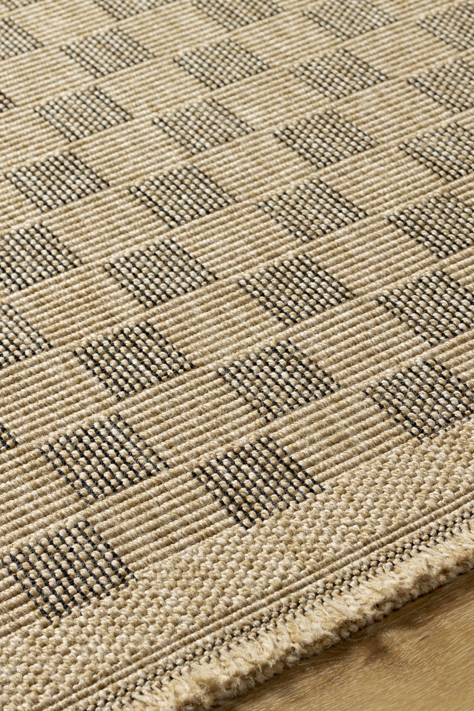 Netra In- /outdoor Jute-look Checkered Area Rug - Tan, Black - 3