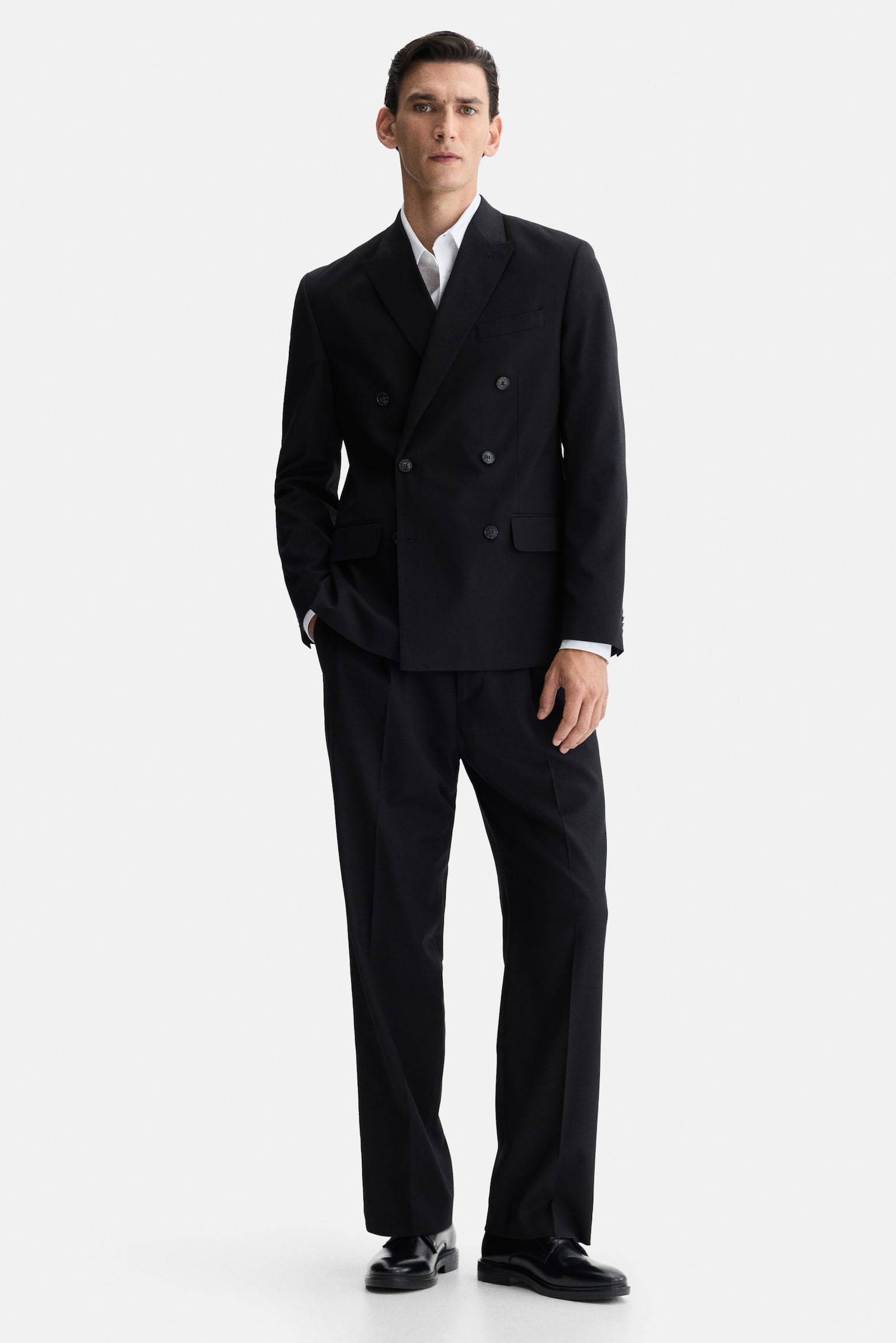 Regular-Fit Double-Breasted Jacket - Black - 7