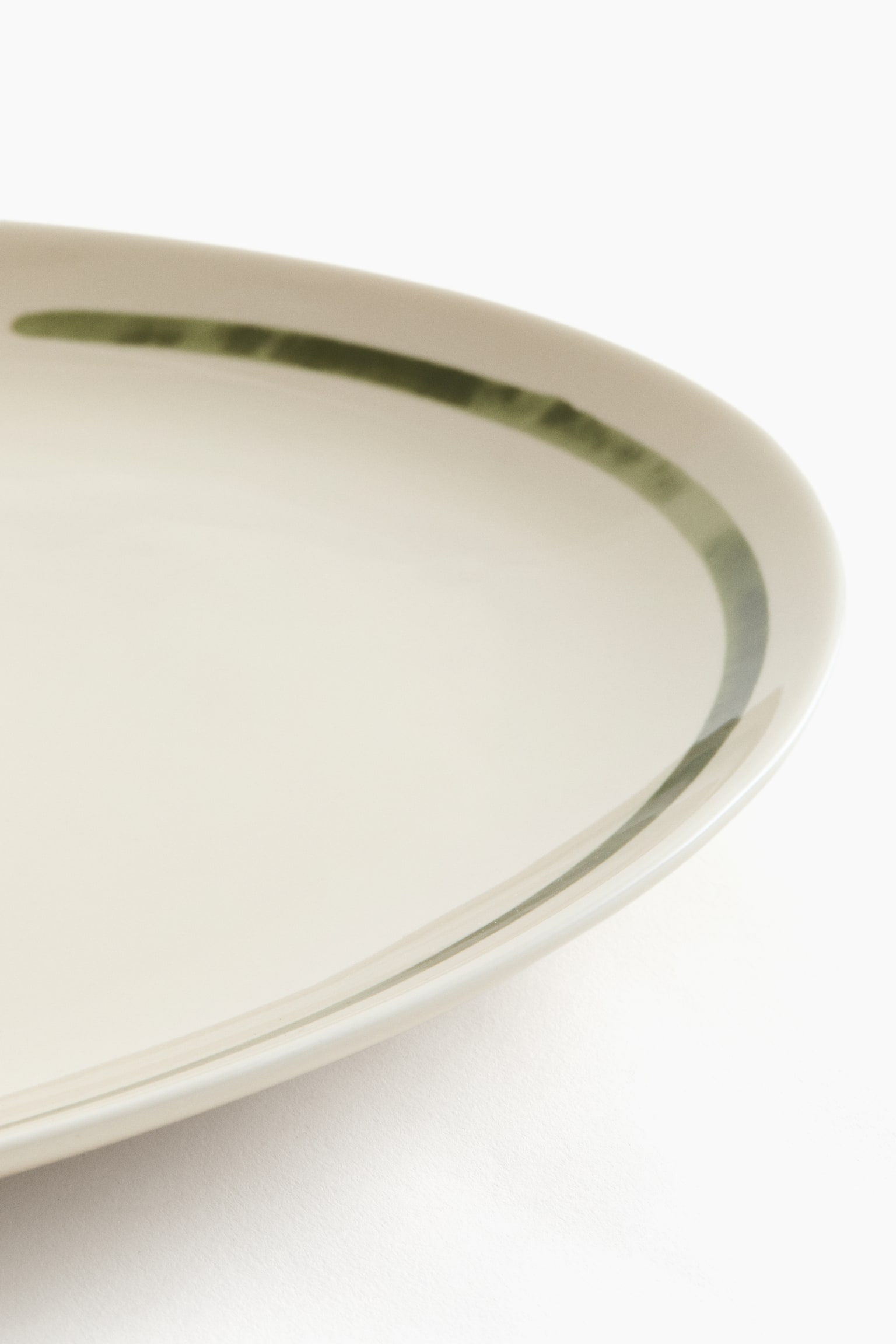 Large porcelain serving plate - White/Green - 5