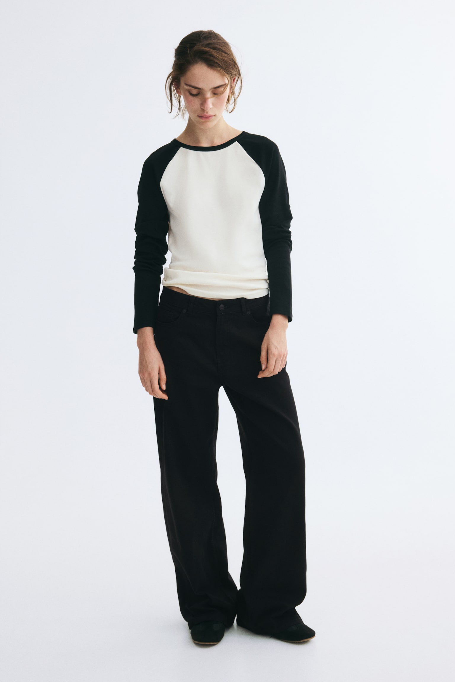 Женские брюки H&M Baggy Cotton Twill, цвет: Чёрный — фото 3