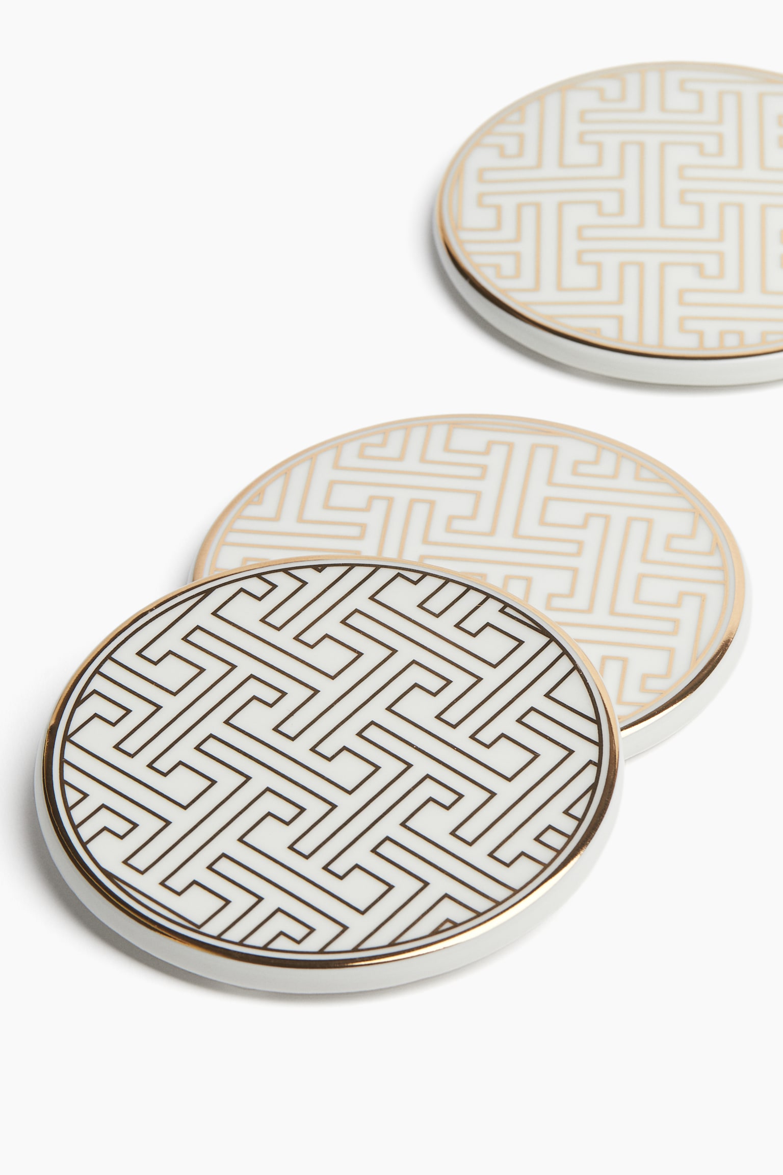 4-pack porcelain coasters - Gold-coloured/Patterned - 3