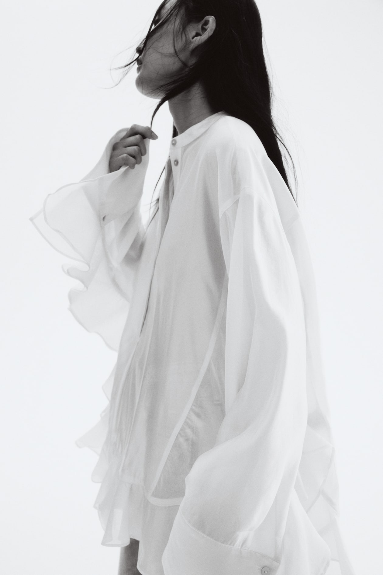 Flounced blouse - White - Ladies | H&M GB