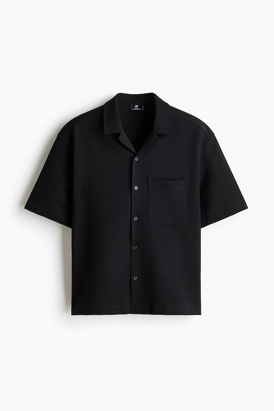 Мужские рубашки H&M Relaxed-Fit Waffled Resort Shirt