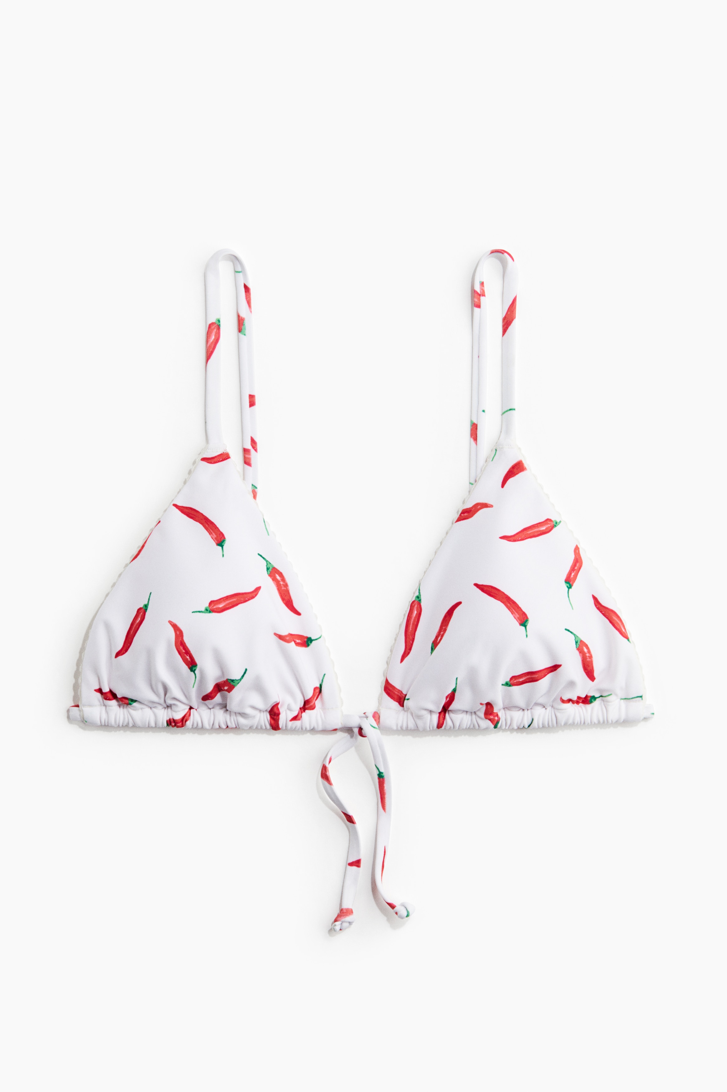 Dolgulu Üçgen Bikini Üstü - Beyaz/Kırmızı biberler/Siyah/Pötikareli