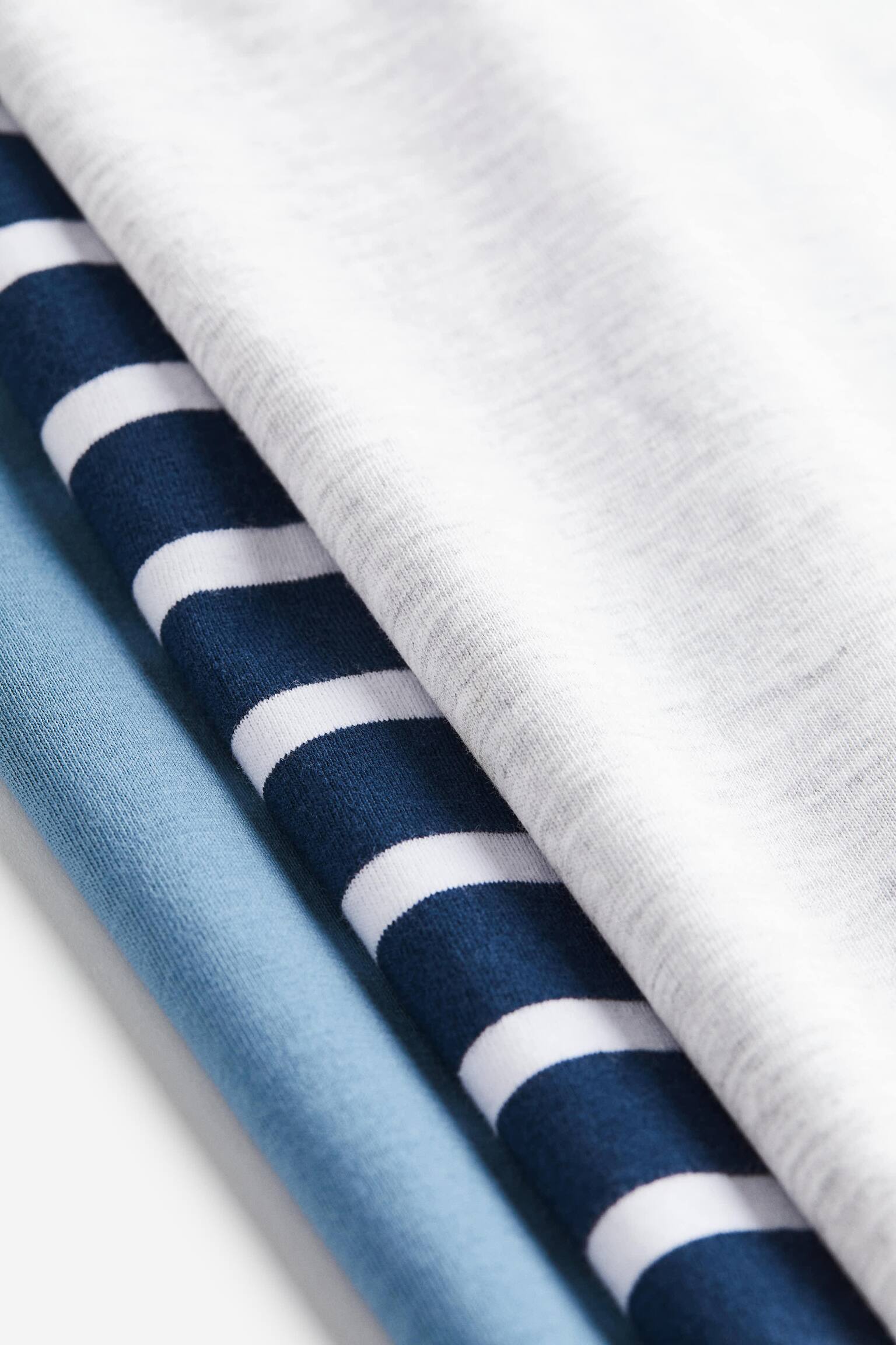 Bộ 3 áo thun - Xanh dương đậm/Xám nhạt đốm/Xanh tím than/Trắng/Xám đốm/Màu đỏ nhạt/Xanh dương nhạt/Màu be/Kẻ/Màu trắng/Màu xanh dương đậm/Vàng nhạt - 2