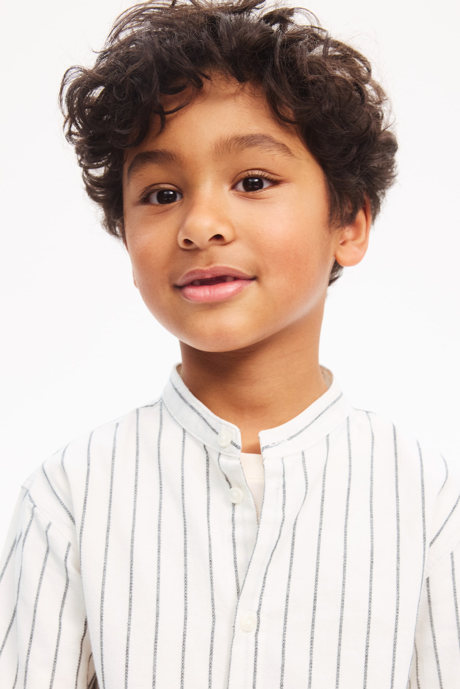 Chemise en coton avec col sans rabat - Blanc/rayé/Blanc/dinosaures - 5