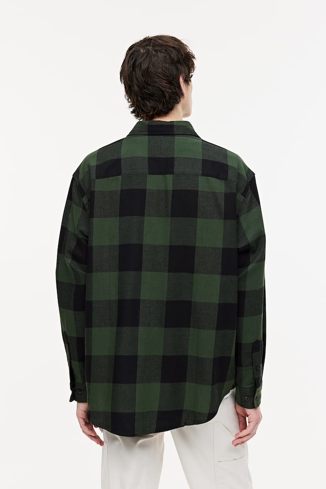 Relaxed Fit Flannel shirt - Dark green/Checked/Black/Checked/Red/Checked/Dark grey/Checked - 6