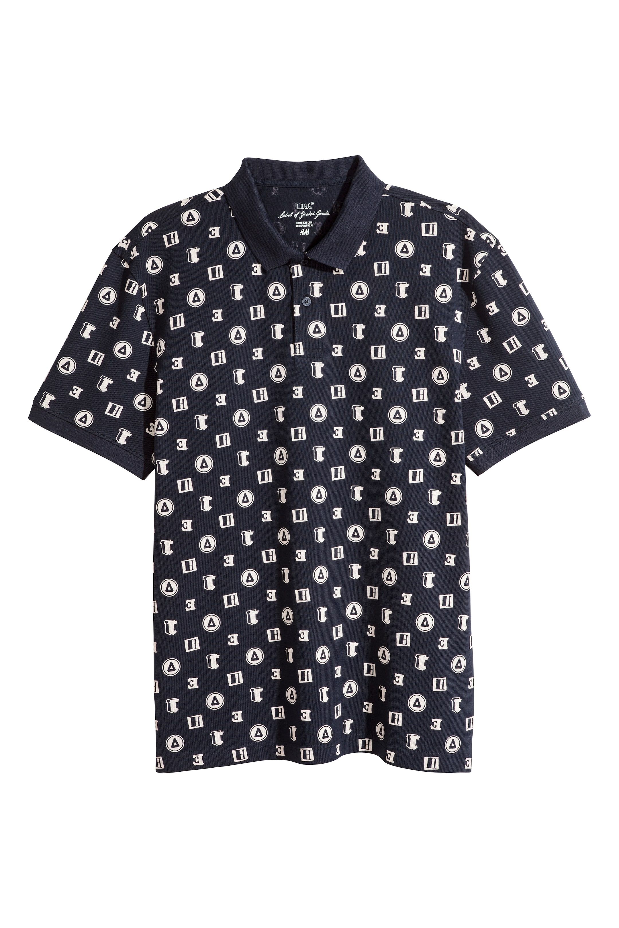 View larger image: Polo shirt - Dark blue/Patterned - Men | H&M GB 1