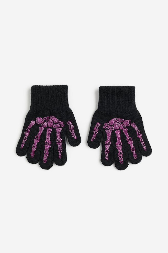 Handschuhe mit Print - Schwarz/Skelett - 1