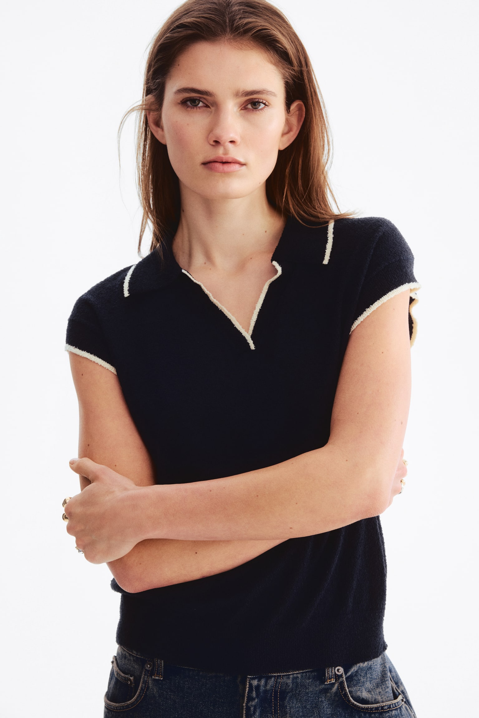 Polo de punto - Azul marino/Beige claro/Rojo - 7