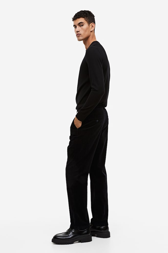 Regular Fit Corduroy trousers - Black/Cream/Sage green - 3