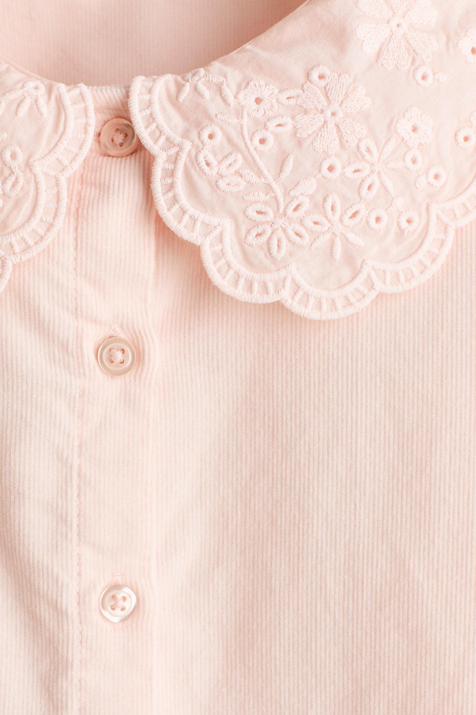 Детская блузка H&M Embroidery-detail cotton blouse, цвет: Пудрово-розовый — фото 2