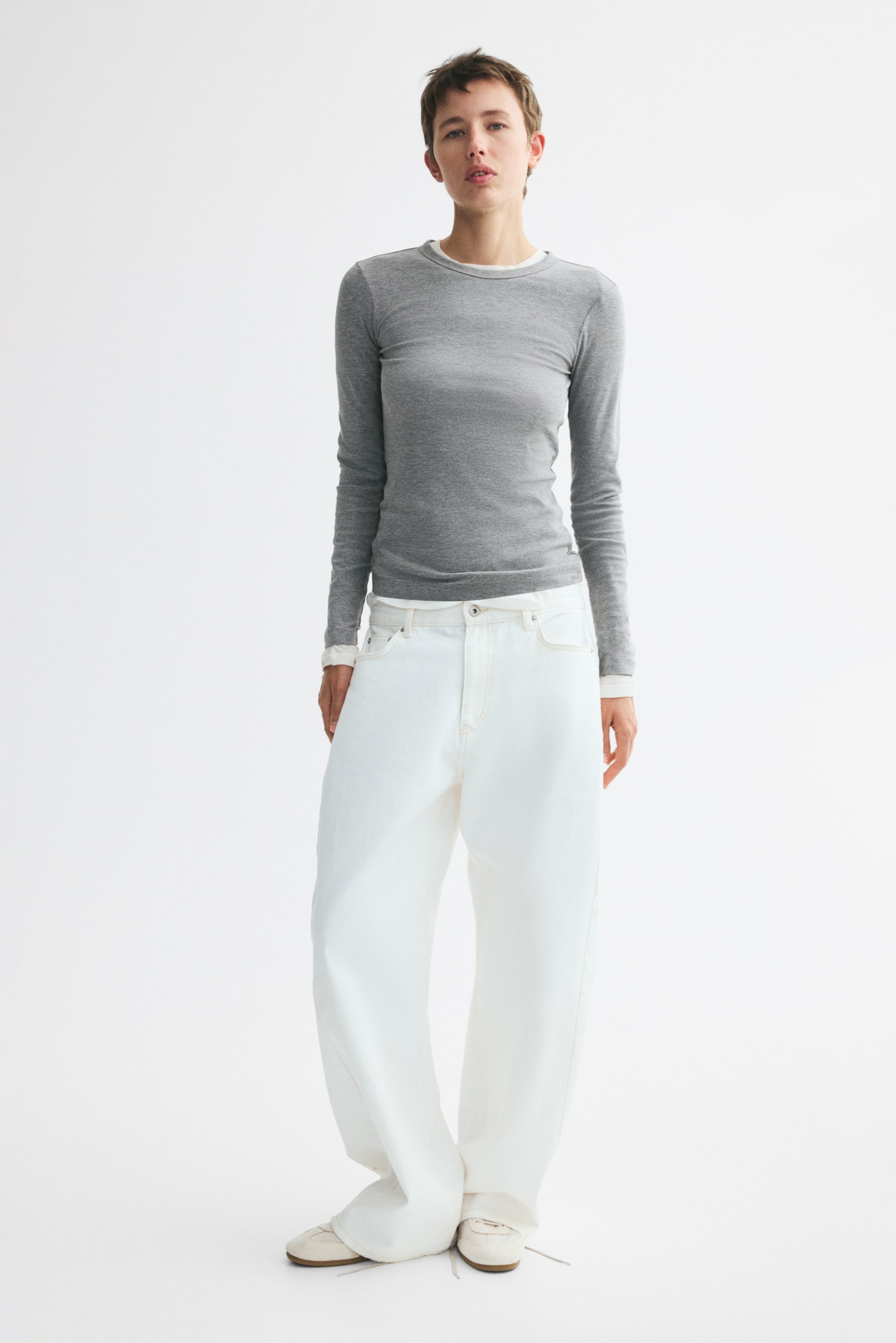 Long-Sleeved Ribbed Top