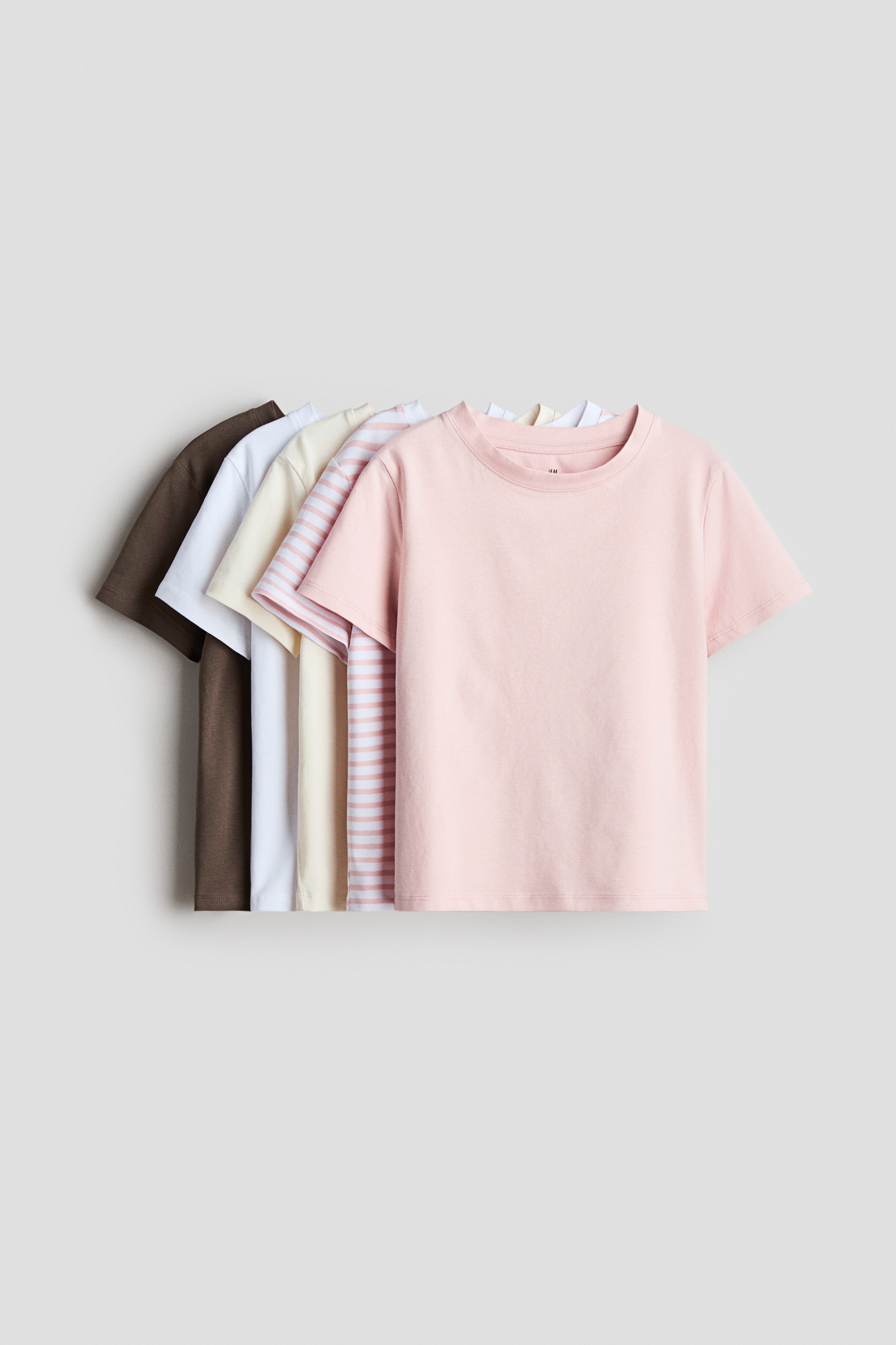 Light pink/striped 5-Pack Cotton T-Shirts for kids | H&M US